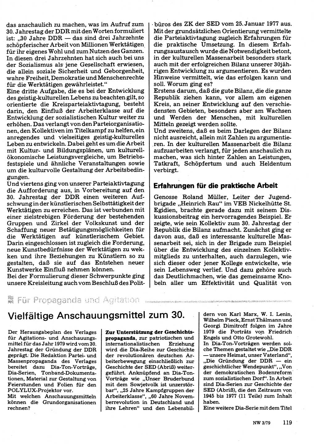 Neuer Weg (NW), Organ des Zentralkomitees (ZK) der SED (Sozialistische Einheitspartei Deutschlands) für Fragen des Parteilebens, 34. Jahrgang [Deutsche Demokratische Republik (DDR)] 1979, Seite 119 (NW ZK SED DDR 1979, S. 119)