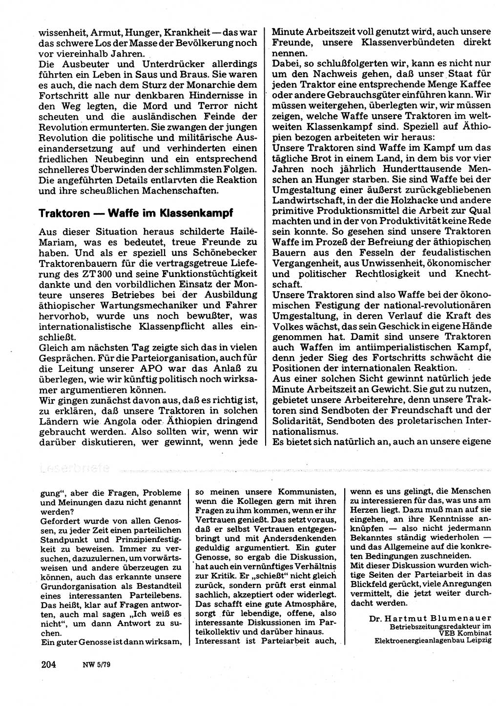 Neuer Weg (NW), Organ des Zentralkomitees (ZK) der SED (Sozialistische Einheitspartei Deutschlands) für Fragen des Parteilebens, 34. Jahrgang [Deutsche Demokratische Republik (DDR)] 1979, Seite 204 (NW ZK SED DDR 1979, S. 204)
