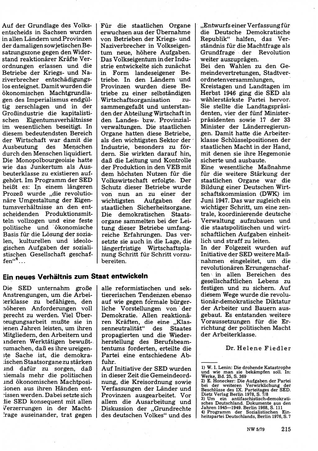 Neuer Weg (NW), Organ des Zentralkomitees (ZK) der SED (Sozialistische Einheitspartei Deutschlands) für Fragen des Parteilebens, 34. Jahrgang [Deutsche Demokratische Republik (DDR)] 1979, Seite 215 (NW ZK SED DDR 1979, S. 215)