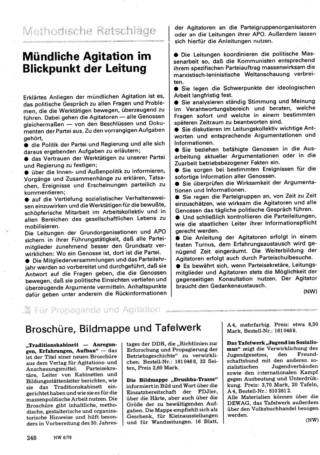 Neuer Weg (NW), Organ des Zentralkomitees (ZK) der SED (Sozialistische Einheitspartei Deutschlands) für Fragen des Parteilebens, 34. Jahrgang [Deutsche Demokratische Republik (DDR)] 1979, Seite 248 (NW ZK SED DDR 1979, S. 248)