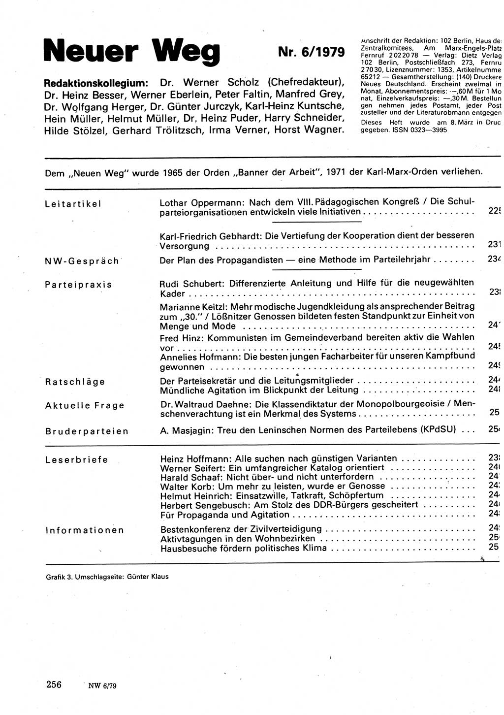 Neuer Weg (NW), Organ des Zentralkomitees (ZK) der SED (Sozialistische Einheitspartei Deutschlands) für Fragen des Parteilebens, 34. Jahrgang [Deutsche Demokratische Republik (DDR)] 1979, Seite 256 (NW ZK SED DDR 1979, S. 256)