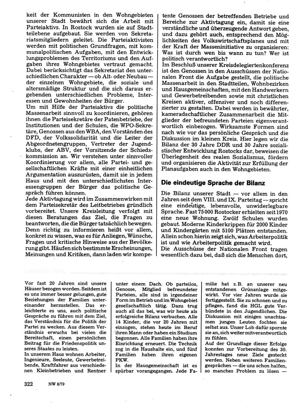 Neuer Weg (NW), Organ des Zentralkomitees (ZK) der SED (Sozialistische Einheitspartei Deutschlands) für Fragen des Parteilebens, 34. Jahrgang [Deutsche Demokratische Republik (DDR)] 1979, Seite 322 (NW ZK SED DDR 1979, S. 322)