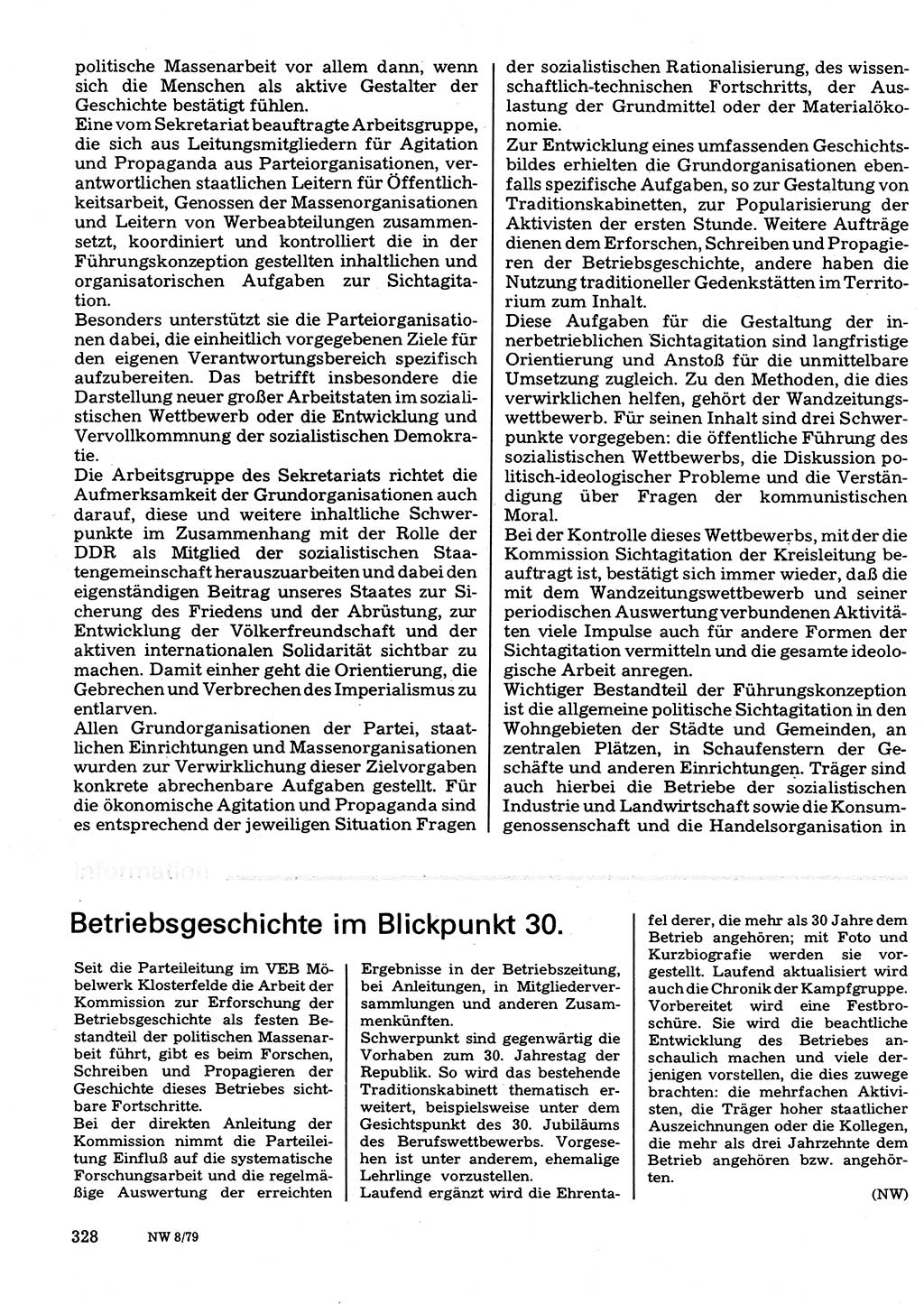 Neuer Weg (NW), Organ des Zentralkomitees (ZK) der SED (Sozialistische Einheitspartei Deutschlands) für Fragen des Parteilebens, 34. Jahrgang [Deutsche Demokratische Republik (DDR)] 1979, Seite 328 (NW ZK SED DDR 1979, S. 328)