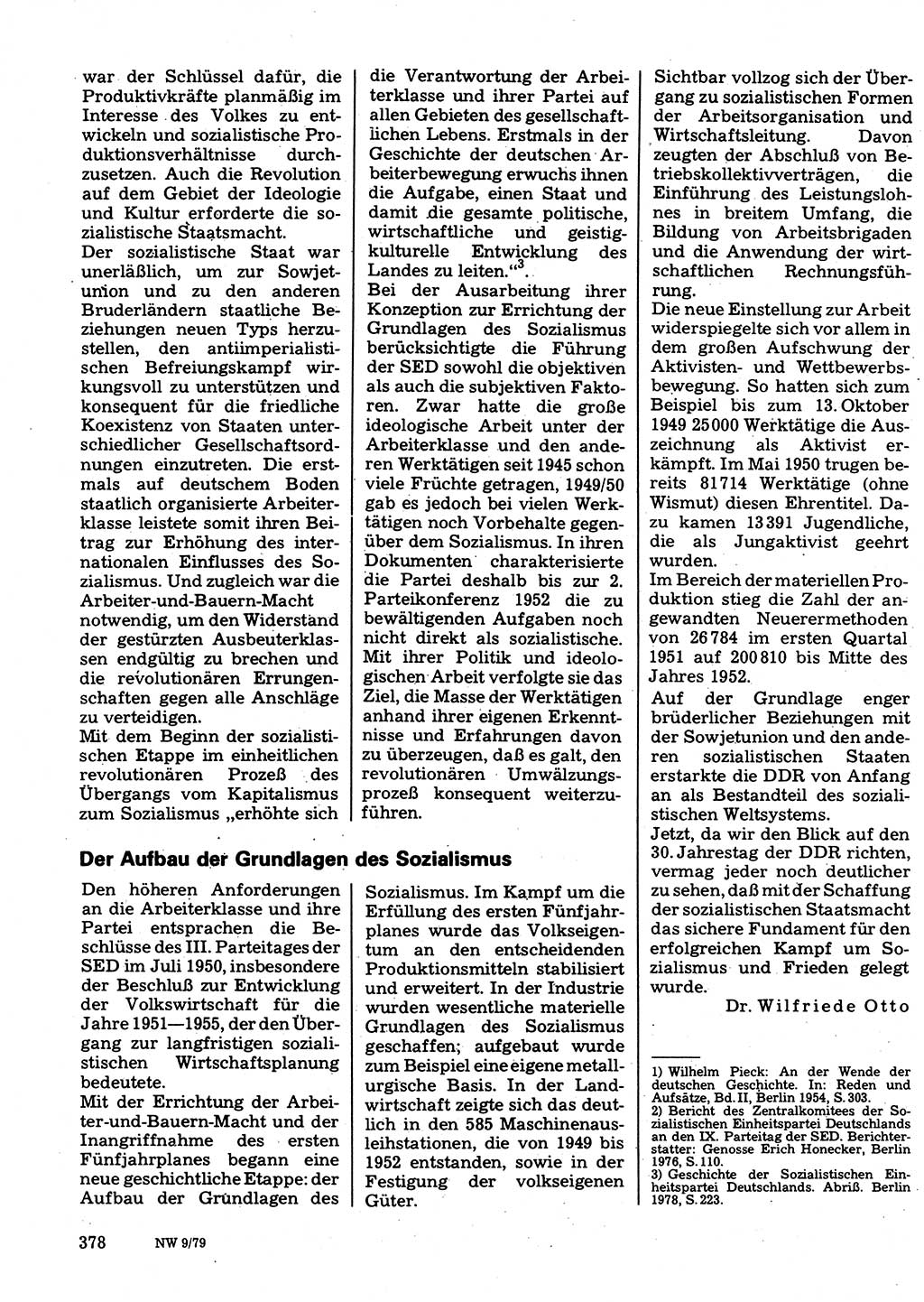 Neuer Weg (NW), Organ des Zentralkomitees (ZK) der SED (Sozialistische Einheitspartei Deutschlands) für Fragen des Parteilebens, 34. Jahrgang [Deutsche Demokratische Republik (DDR)] 1979, Seite 378 (NW ZK SED DDR 1979, S. 378)