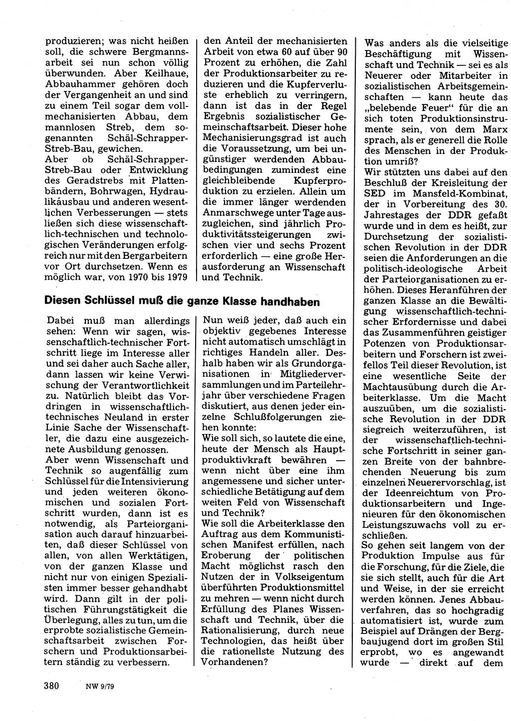 Neuer Weg (NW), Organ des Zentralkomitees (ZK) der SED (Sozialistische Einheitspartei Deutschlands) für Fragen des Parteilebens, 34. Jahrgang [Deutsche Demokratische Republik (DDR)] 1979, Seite 380 (NW ZK SED DDR 1979, S. 380)