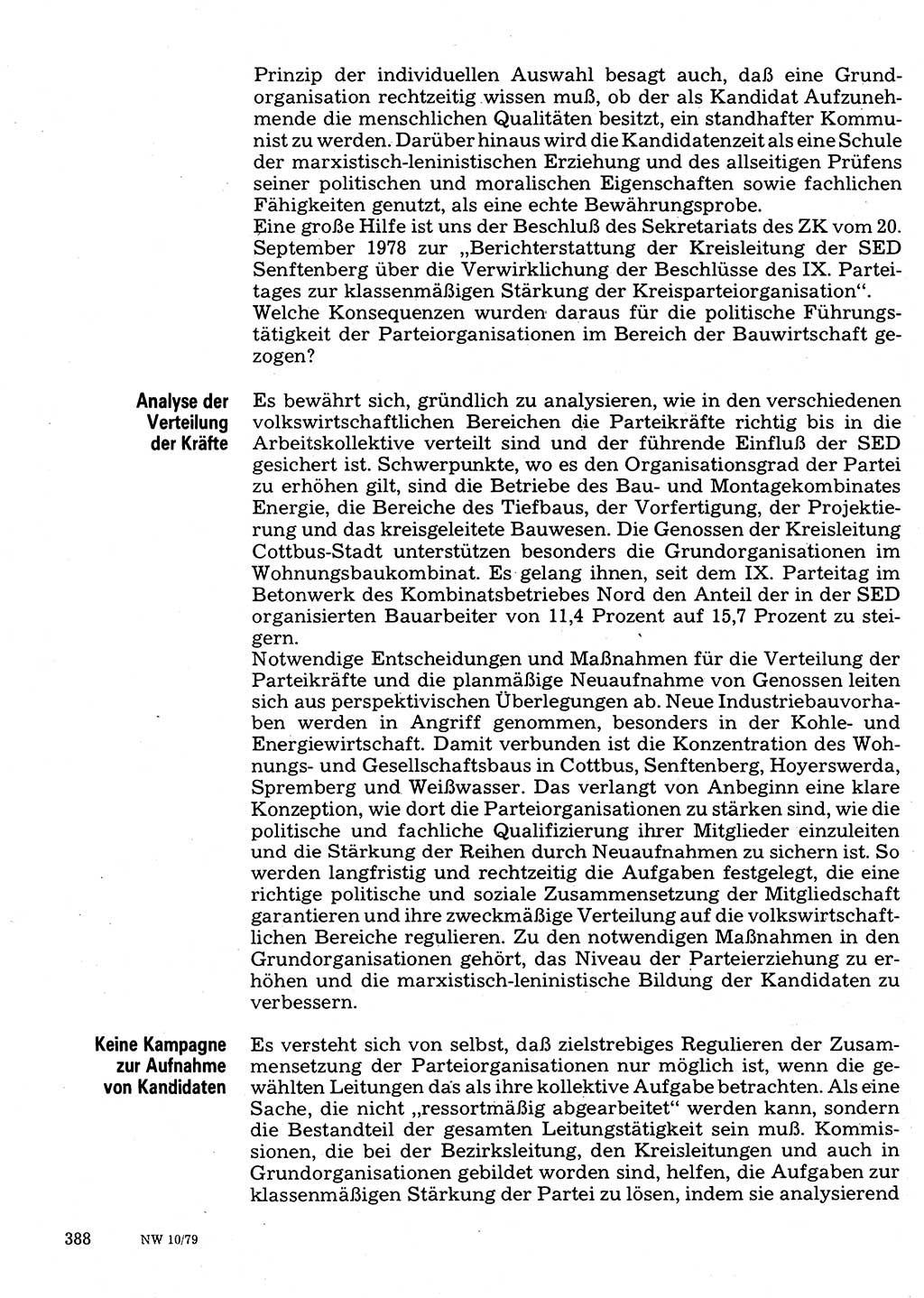 Neuer Weg (NW), Organ des Zentralkomitees (ZK) der SED (Sozialistische Einheitspartei Deutschlands) für Fragen des Parteilebens, 34. Jahrgang [Deutsche Demokratische Republik (DDR)] 1979, Seite 388 (NW ZK SED DDR 1979, S. 388)