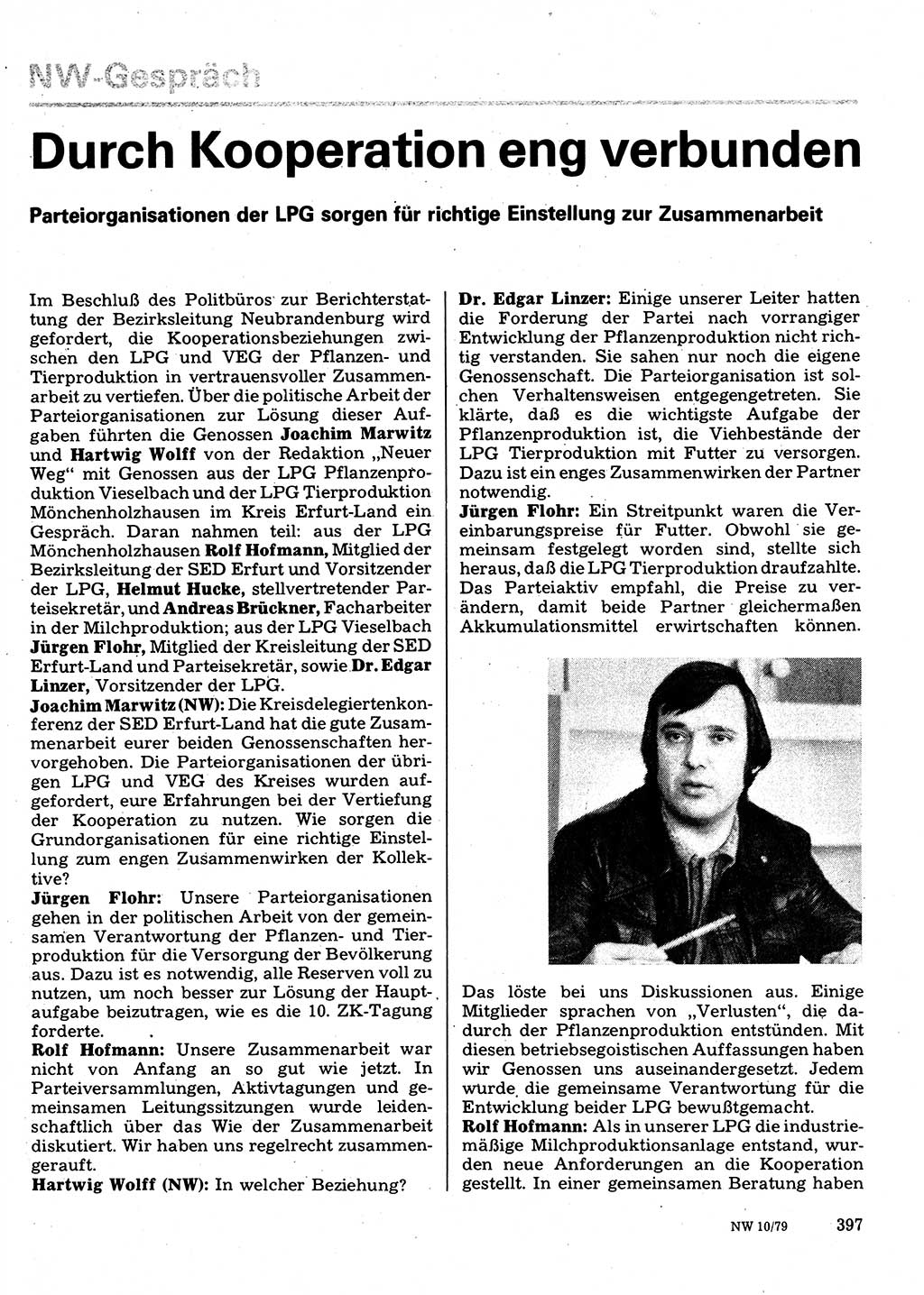 Neuer Weg (NW), Organ des Zentralkomitees (ZK) der SED (Sozialistische Einheitspartei Deutschlands) für Fragen des Parteilebens, 34. Jahrgang [Deutsche Demokratische Republik (DDR)] 1979, Seite 397 (NW ZK SED DDR 1979, S. 397)