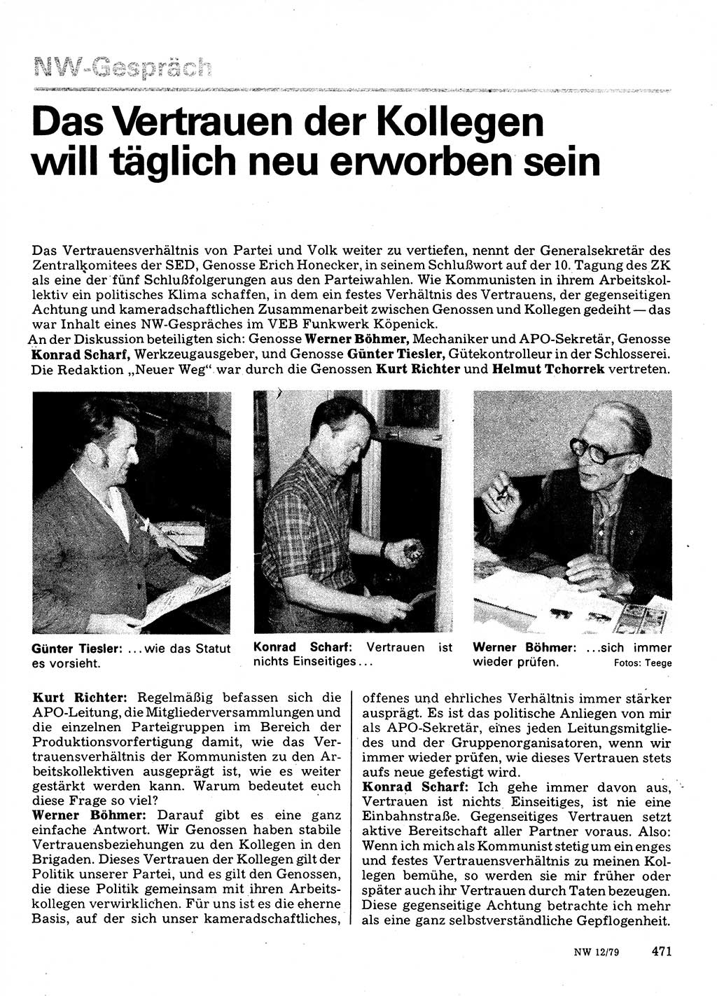 Neuer Weg (NW), Organ des Zentralkomitees (ZK) der SED (Sozialistische Einheitspartei Deutschlands) für Fragen des Parteilebens, 34. Jahrgang [Deutsche Demokratische Republik (DDR)] 1979, Seite 471 (NW ZK SED DDR 1979, S. 471)