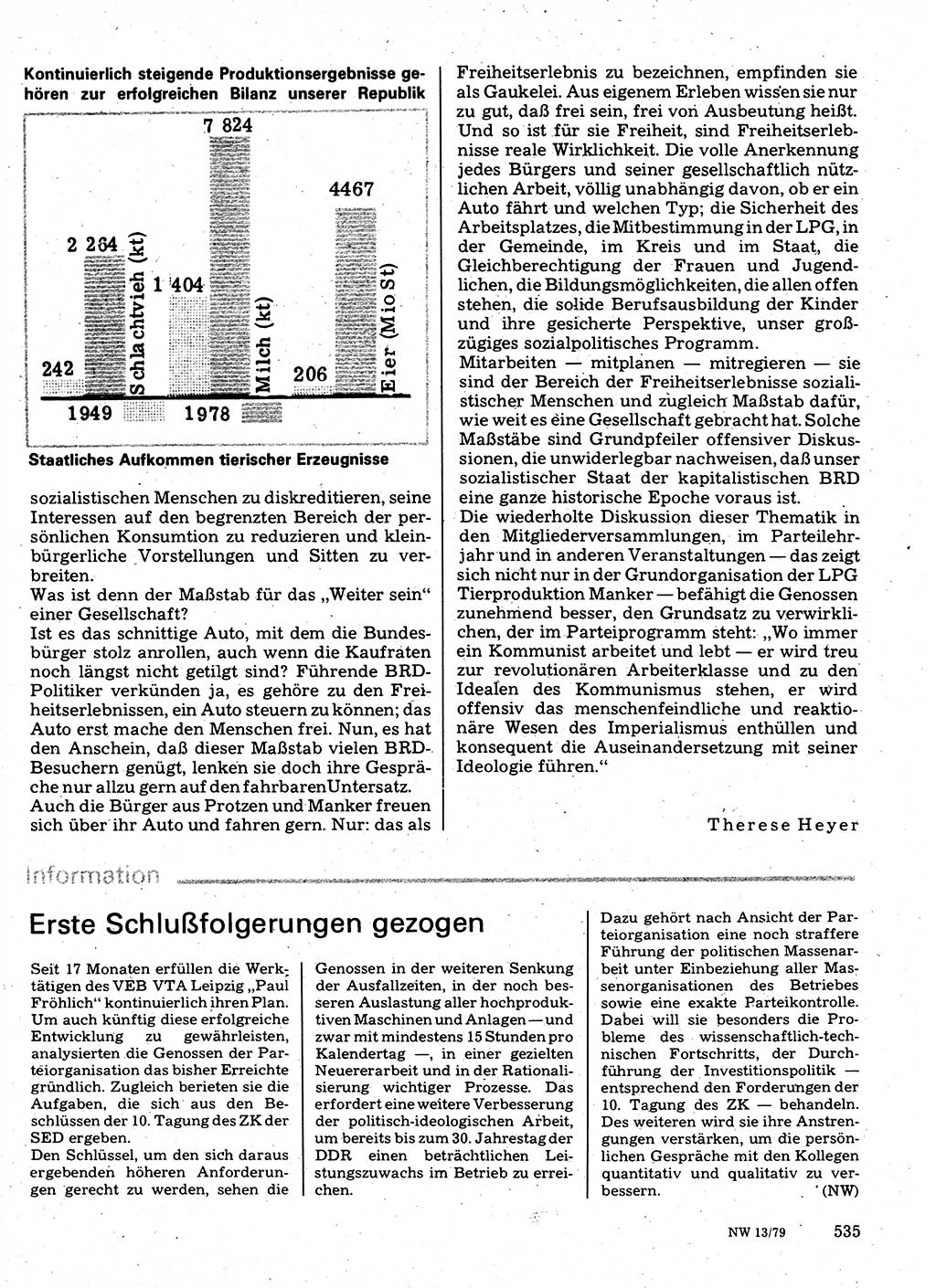 Neuer Weg (NW), Organ des Zentralkomitees (ZK) der SED (Sozialistische Einheitspartei Deutschlands) für Fragen des Parteilebens, 34. Jahrgang [Deutsche Demokratische Republik (DDR)] 1979, Seite 535 (NW ZK SED DDR 1979, S. 535)