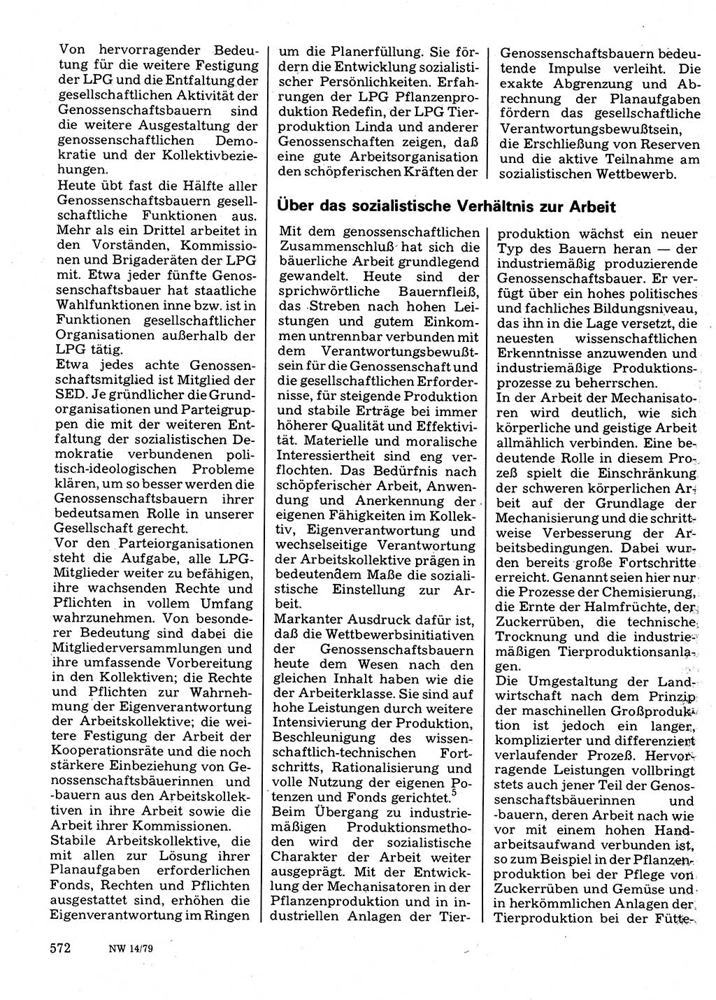 Neuer Weg (NW), Organ des Zentralkomitees (ZK) der SED (Sozialistische Einheitspartei Deutschlands) für Fragen des Parteilebens, 34. Jahrgang [Deutsche Demokratische Republik (DDR)] 1979, Seite 572 (NW ZK SED DDR 1979, S. 572)