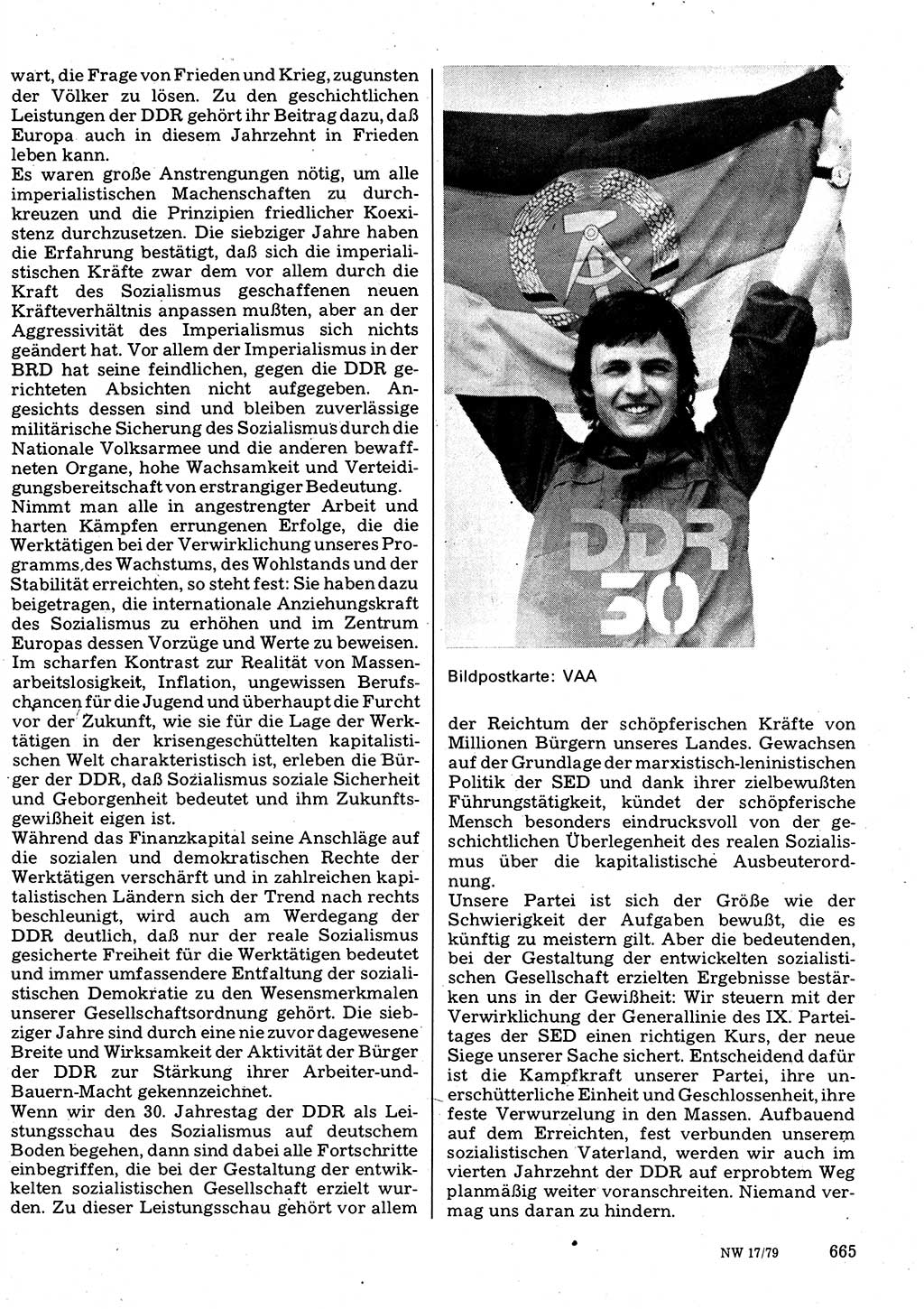 Neuer Weg (NW), Organ des Zentralkomitees (ZK) der SED (Sozialistische Einheitspartei Deutschlands) fÃ¼r Fragen des Parteilebens, 34. Jahrgang [Deutsche Demokratische Republik (DDR)] 1979, Seite 665 (NW ZK SED DDR 1979, S. 665)