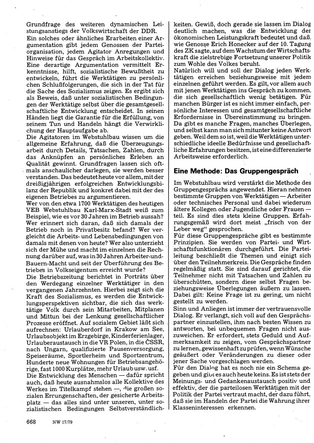Neuer Weg (NW), Organ des Zentralkomitees (ZK) der SED (Sozialistische Einheitspartei Deutschlands) für Fragen des Parteilebens, 34. Jahrgang [Deutsche Demokratische Republik (DDR)] 1979, Seite 668 (NW ZK SED DDR 1979, S. 668)