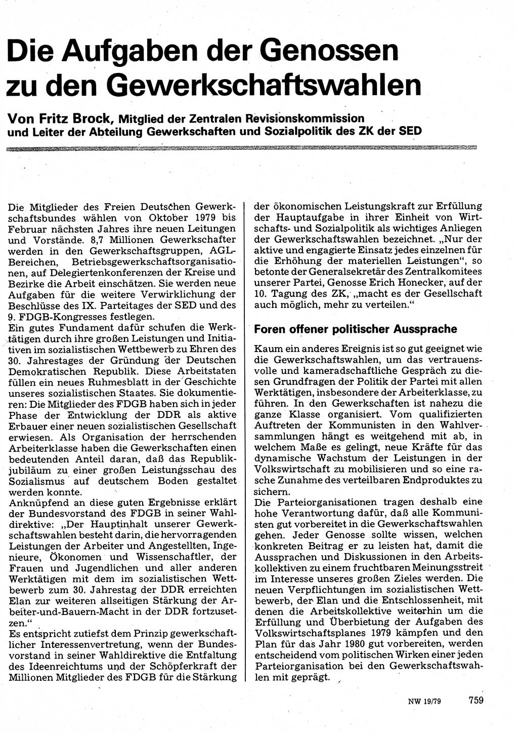 Neuer Weg (NW), Organ des Zentralkomitees (ZK) der SED (Sozialistische Einheitspartei Deutschlands) für Fragen des Parteilebens, 34. Jahrgang [Deutsche Demokratische Republik (DDR)] 1979, Seite 759 (NW ZK SED DDR 1979, S. 759)