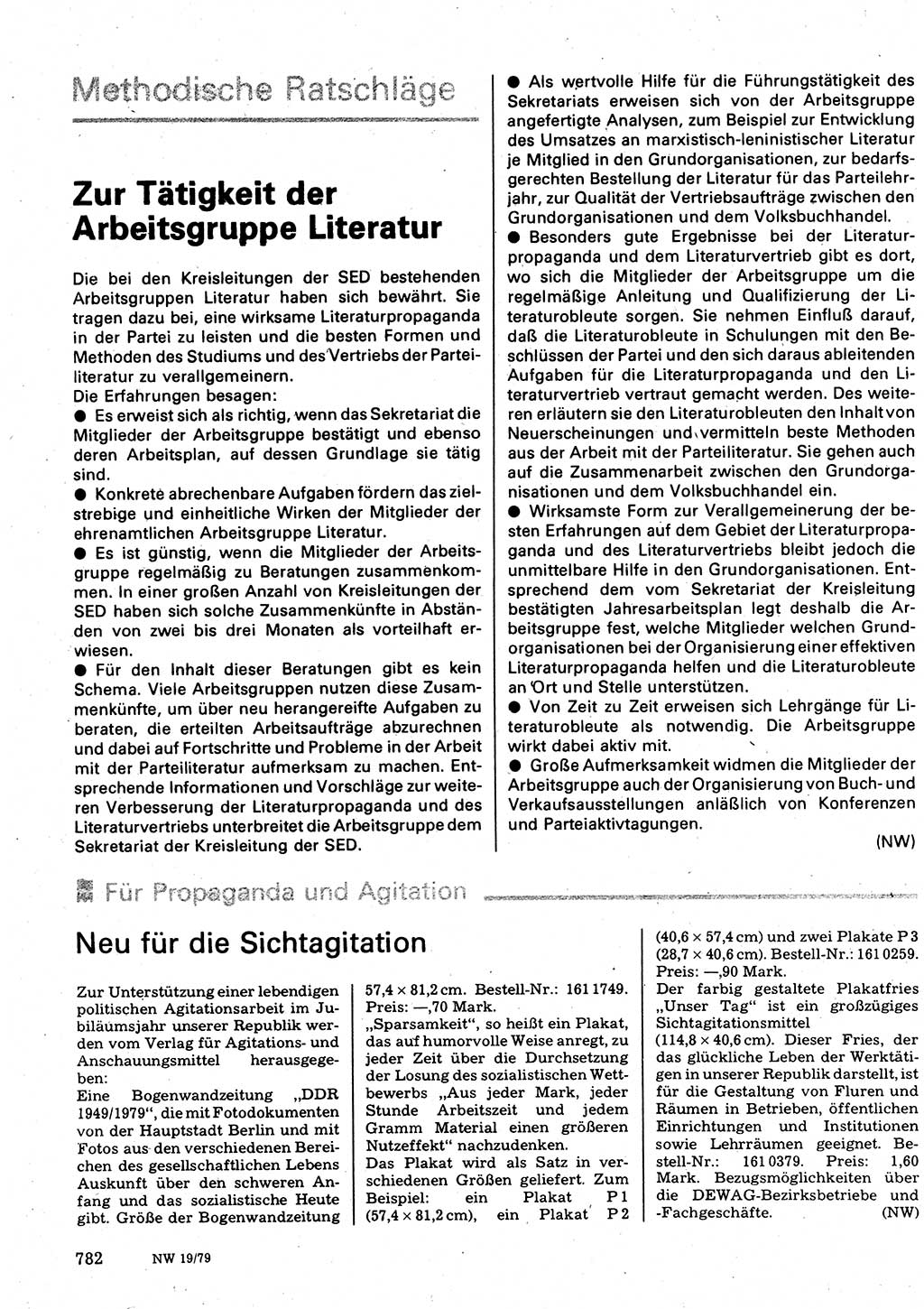 Neuer Weg (NW), Organ des Zentralkomitees (ZK) der SED (Sozialistische Einheitspartei Deutschlands) für Fragen des Parteilebens, 34. Jahrgang [Deutsche Demokratische Republik (DDR)] 1979, Seite 782 (NW ZK SED DDR 1979, S. 782)