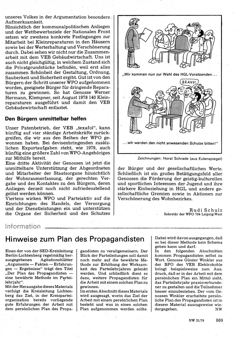 Neuer Weg (NW), Organ des Zentralkomitees (ZK) der SED (Sozialistische Einheitspartei Deutschlands) für Fragen des Parteilebens, 34. Jahrgang [Deutsche Demokratische Republik (DDR)] 1979, Seite 869 (NW ZK SED DDR 1979, S. 869)