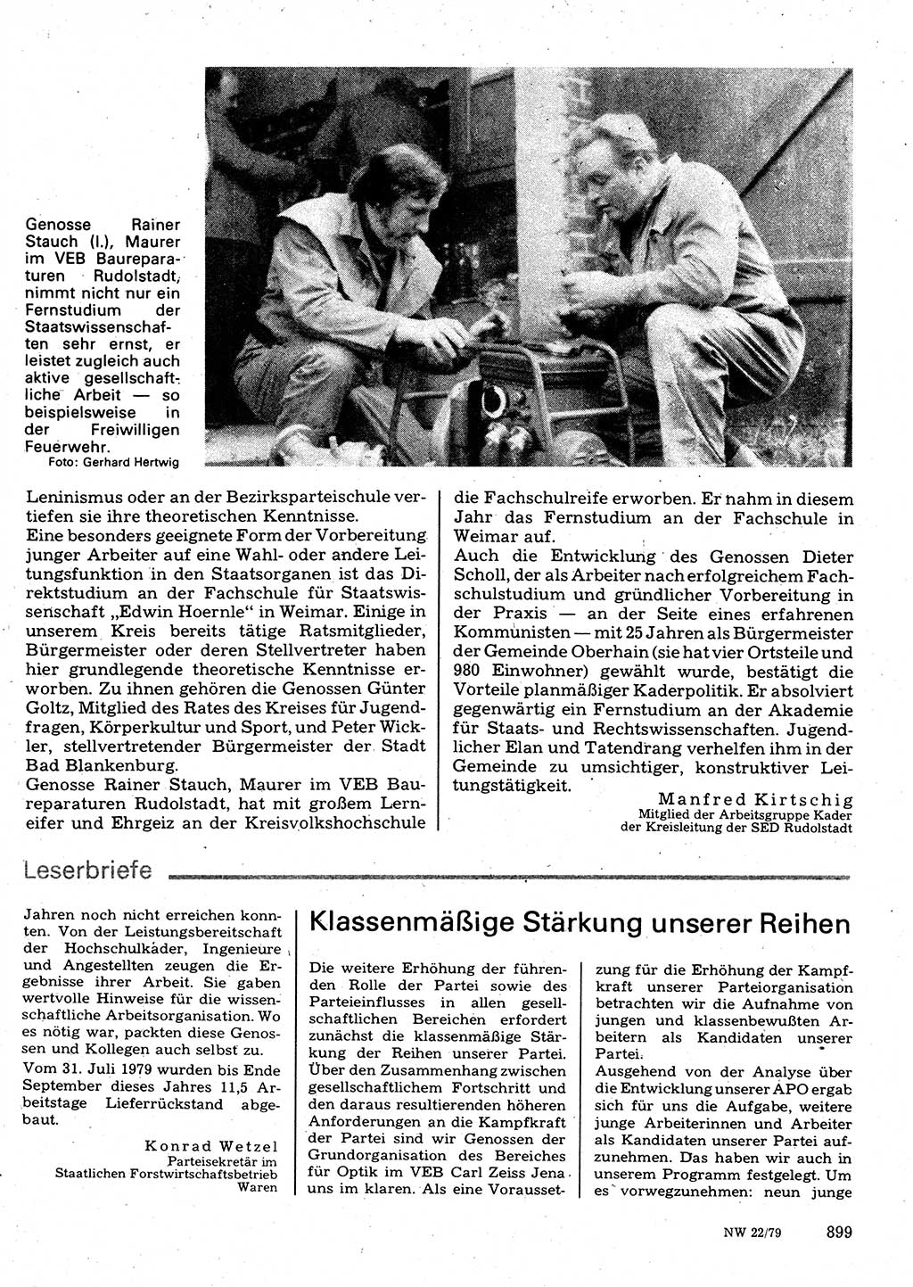 Neuer Weg (NW), Organ des Zentralkomitees (ZK) der SED (Sozialistische Einheitspartei Deutschlands) für Fragen des Parteilebens, 34. Jahrgang [Deutsche Demokratische Republik (DDR)] 1979, Seite 899 (NW ZK SED DDR 1979, S. 899)