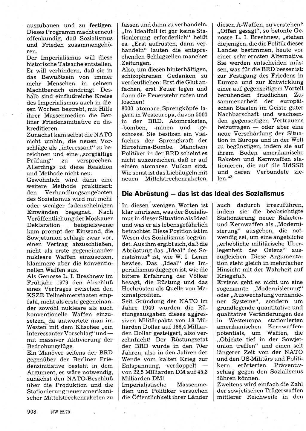 Neuer Weg (NW), Organ des Zentralkomitees (ZK) der SED (Sozialistische Einheitspartei Deutschlands) für Fragen des Parteilebens, 34. Jahrgang [Deutsche Demokratische Republik (DDR)] 1979, Seite 908 (NW ZK SED DDR 1979, S. 908)