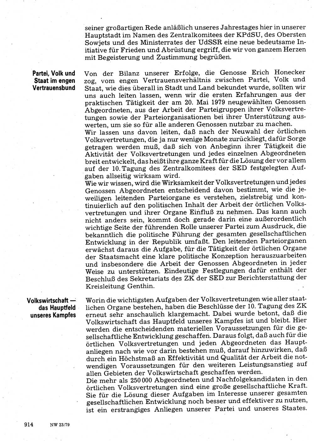 Neuer Weg (NW), Organ des Zentralkomitees (ZK) der SED (Sozialistische Einheitspartei Deutschlands) für Fragen des Parteilebens, 34. Jahrgang [Deutsche Demokratische Republik (DDR)] 1979, Seite 914 (NW ZK SED DDR 1979, S. 914)