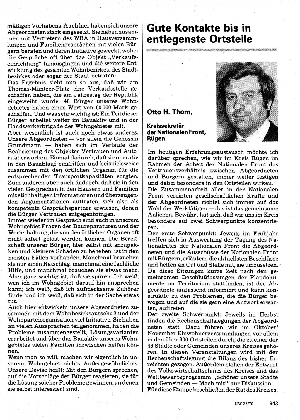 Neuer Weg (NW), Organ des Zentralkomitees (ZK) der SED (Sozialistische Einheitspartei Deutschlands) für Fragen des Parteilebens, 34. Jahrgang [Deutsche Demokratische Republik (DDR)] 1979, Seite 943 (NW ZK SED DDR 1979, S. 943)