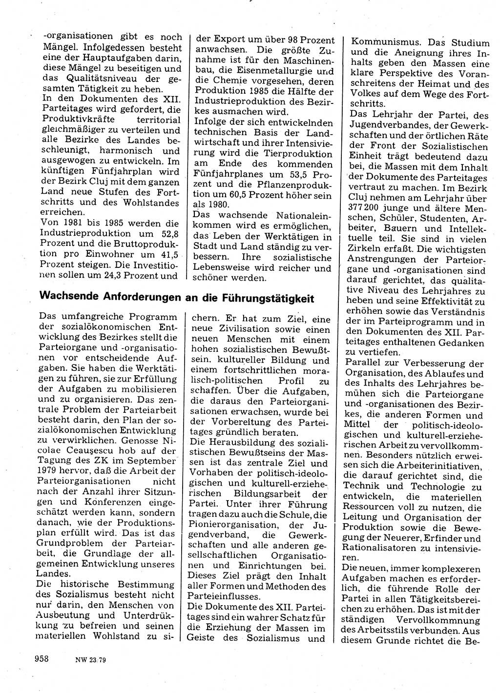 Neuer Weg (NW), Organ des Zentralkomitees (ZK) der SED (Sozialistische Einheitspartei Deutschlands) für Fragen des Parteilebens, 34. Jahrgang [Deutsche Demokratische Republik (DDR)] 1979, Seite 958 (NW ZK SED DDR 1979, S. 958)