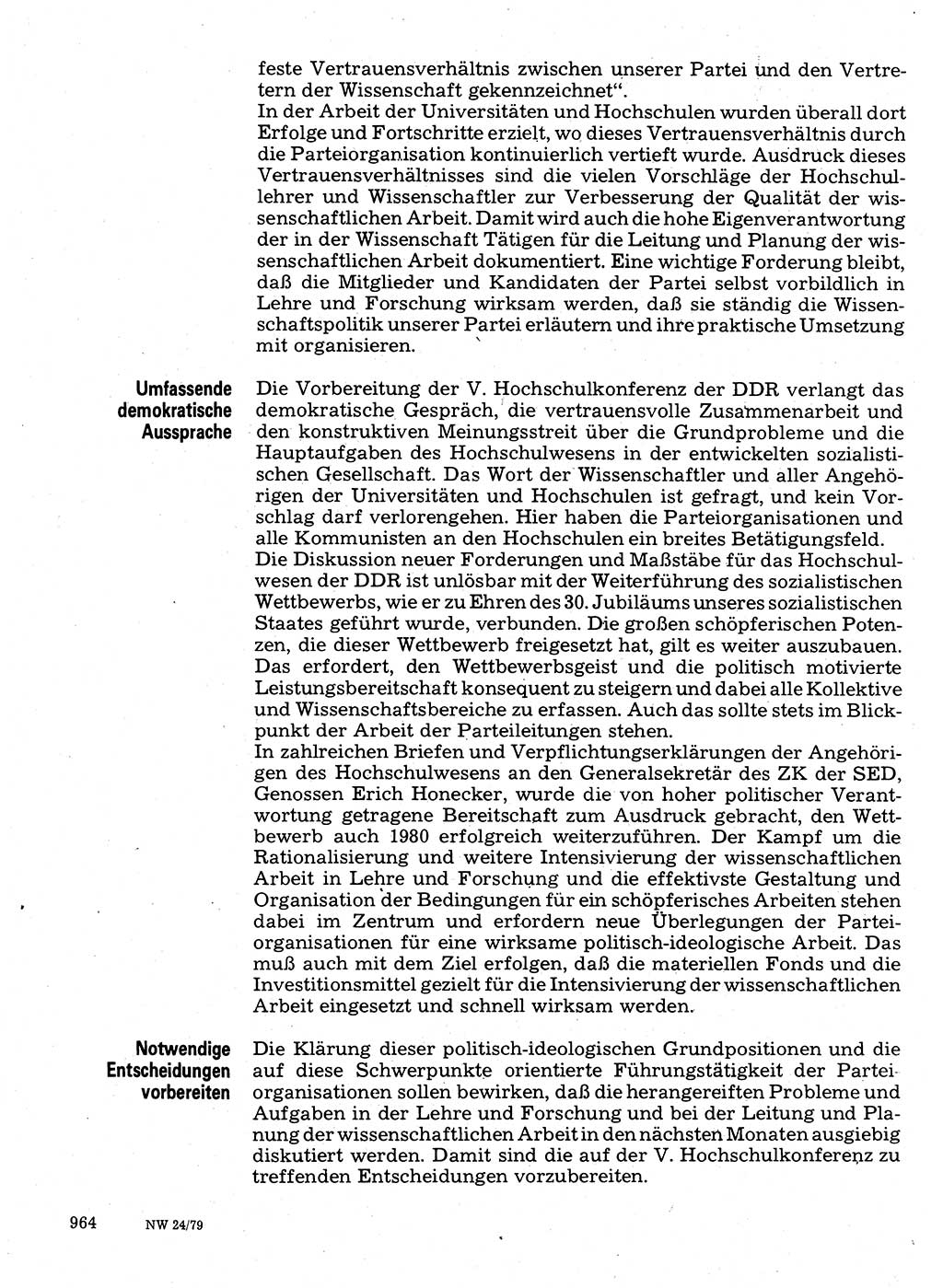 Neuer Weg (NW), Organ des Zentralkomitees (ZK) der SED (Sozialistische Einheitspartei Deutschlands) für Fragen des Parteilebens, 34. Jahrgang [Deutsche Demokratische Republik (DDR)] 1979, Seite 964 (NW ZK SED DDR 1979, S. 964)