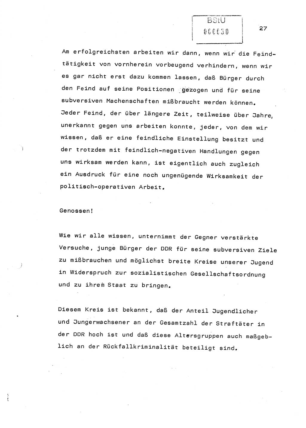 Referat (Generaloberst Erich Mielke) auf der Zentralen Dienstkonferenz am 24.5.1979 [Ministerium für Staatssicherheit (MfS), Deutsche Demokratische Republik (DDR), Der Minister], Berlin 1979, Seite 27 (Ref. DK DDR MfS Min. /79 1979, S. 27)