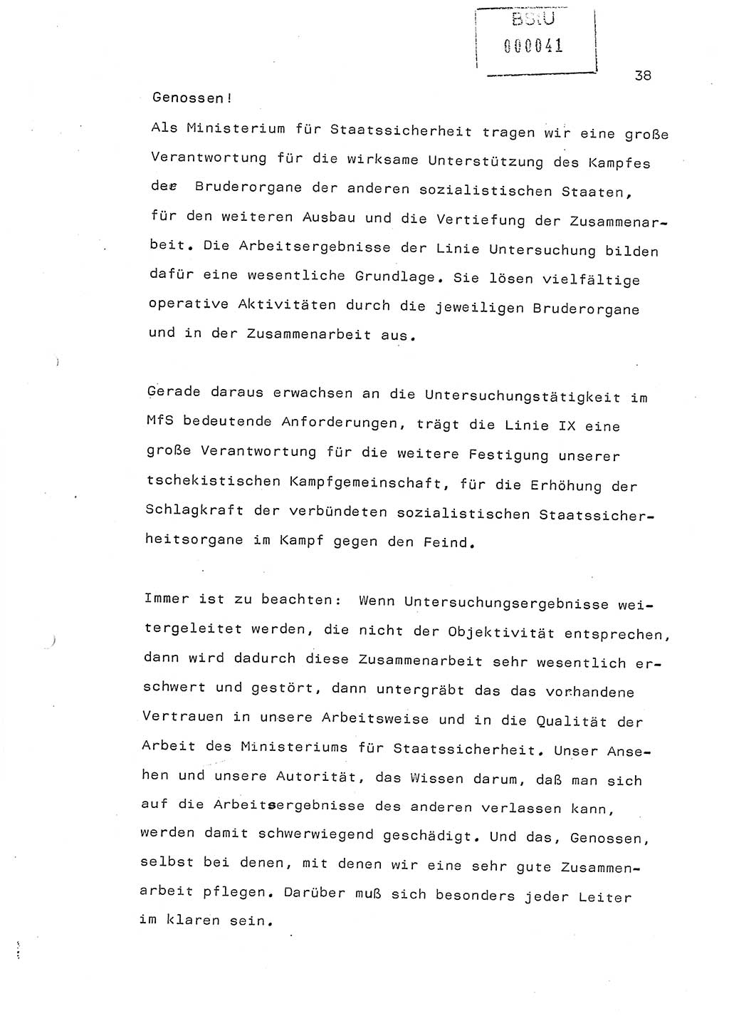 Referat (Generaloberst Erich Mielke) auf der Zentralen Dienstkonferenz am 24.5.1979 [Ministerium für Staatssicherheit (MfS), Deutsche Demokratische Republik (DDR), Der Minister], Berlin 1979, Seite 38 (Ref. DK DDR MfS Min. /79 1979, S. 38)