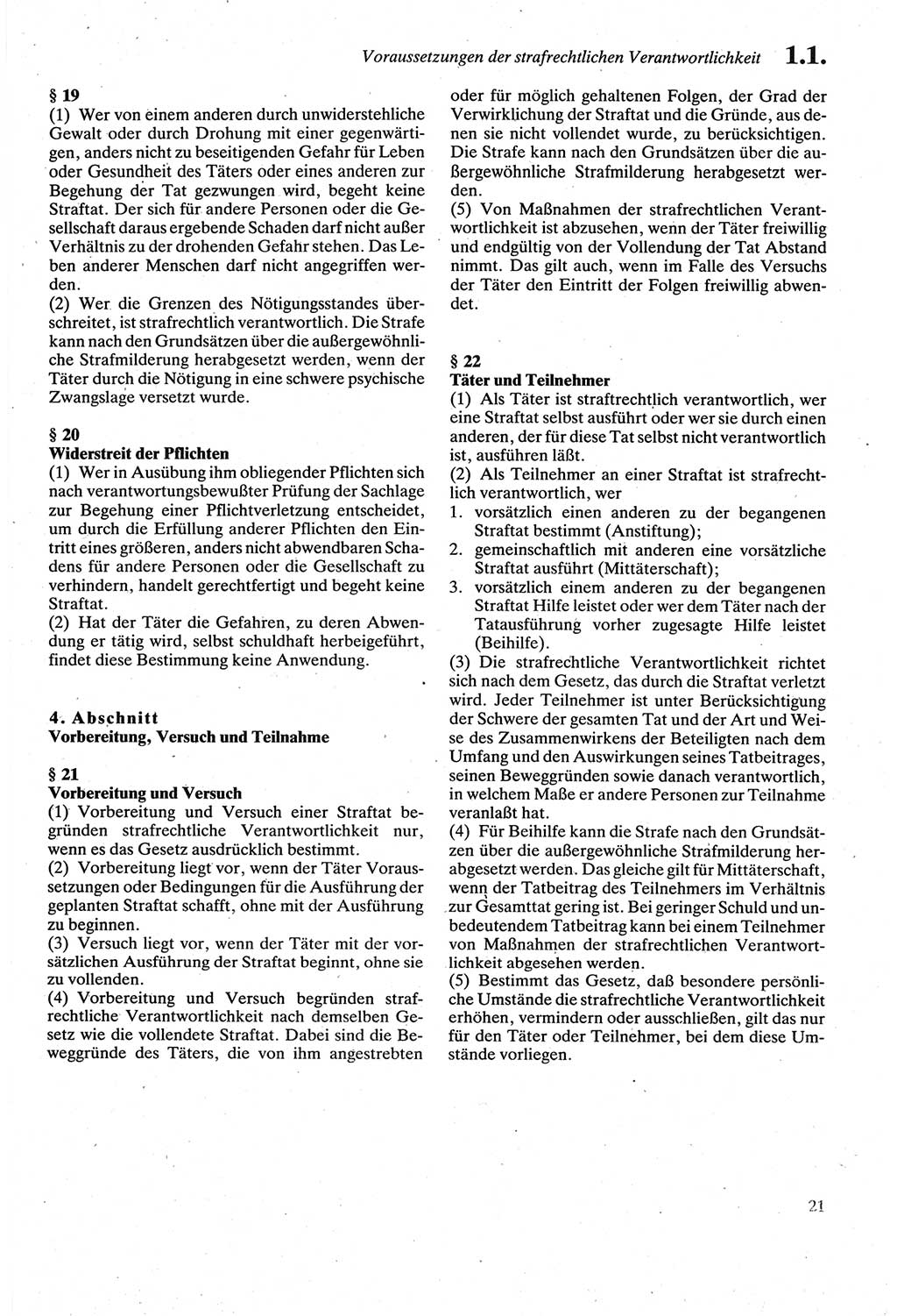 Strafgesetzbuch (StGB) der Deutschen Demokratischen Republik (DDR) sowie angrenzende Gesetze und Bestimmungen 1979, Seite 21 (StGB DDR Ges. Best. 1979, S. 21)