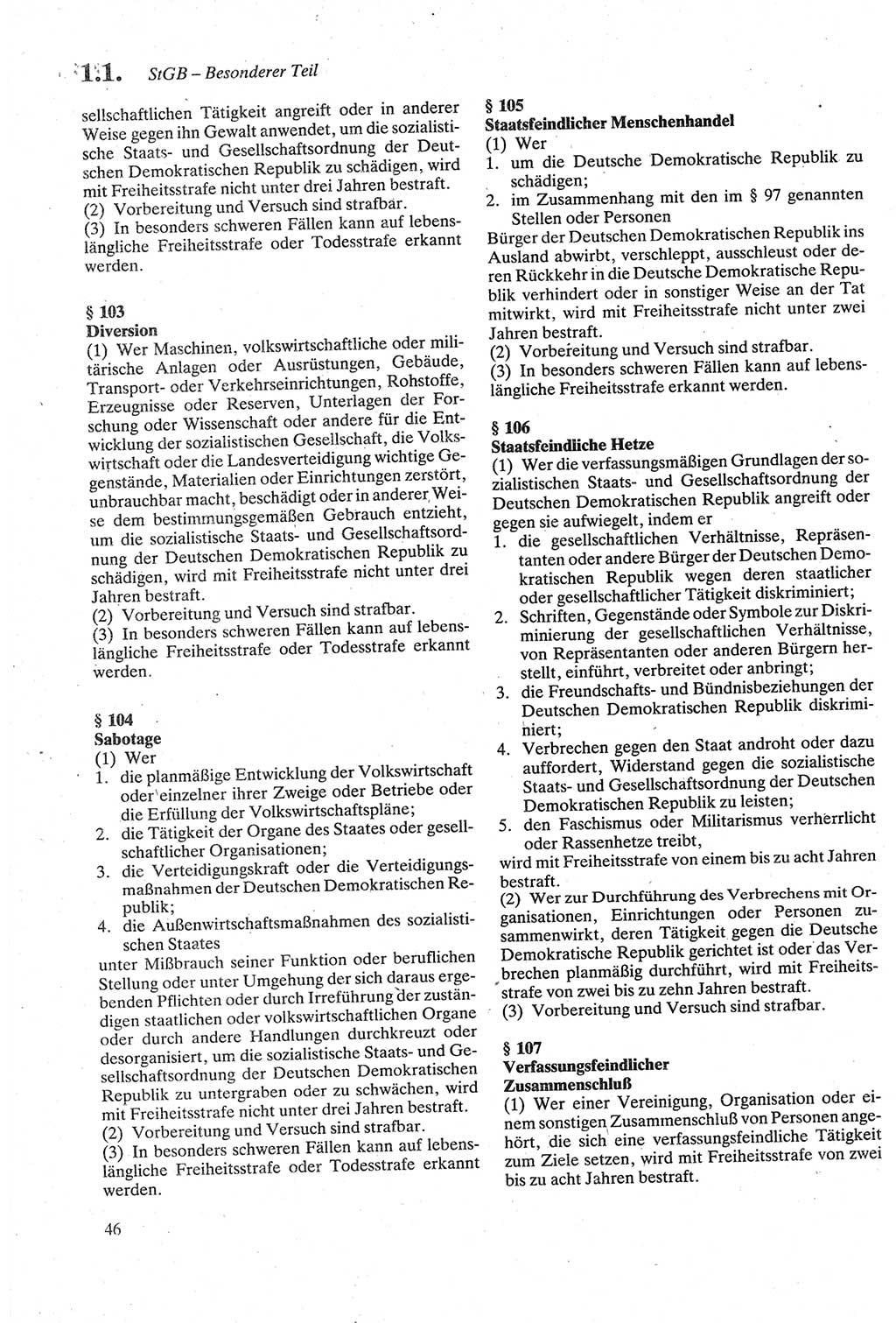 Strafgesetzbuch (StGB) der Deutschen Demokratischen Republik (DDR) sowie angrenzende Gesetze und Bestimmungen 1979, Seite 46 (StGB DDR Ges. Best. 1979, S. 46)