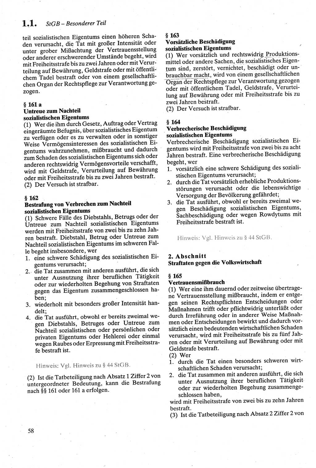 Strafgesetzbuch (StGB) der Deutschen Demokratischen Republik (DDR) sowie angrenzende Gesetze und Bestimmungen 1979, Seite 58 (StGB DDR Ges. Best. 1979, S. 58)