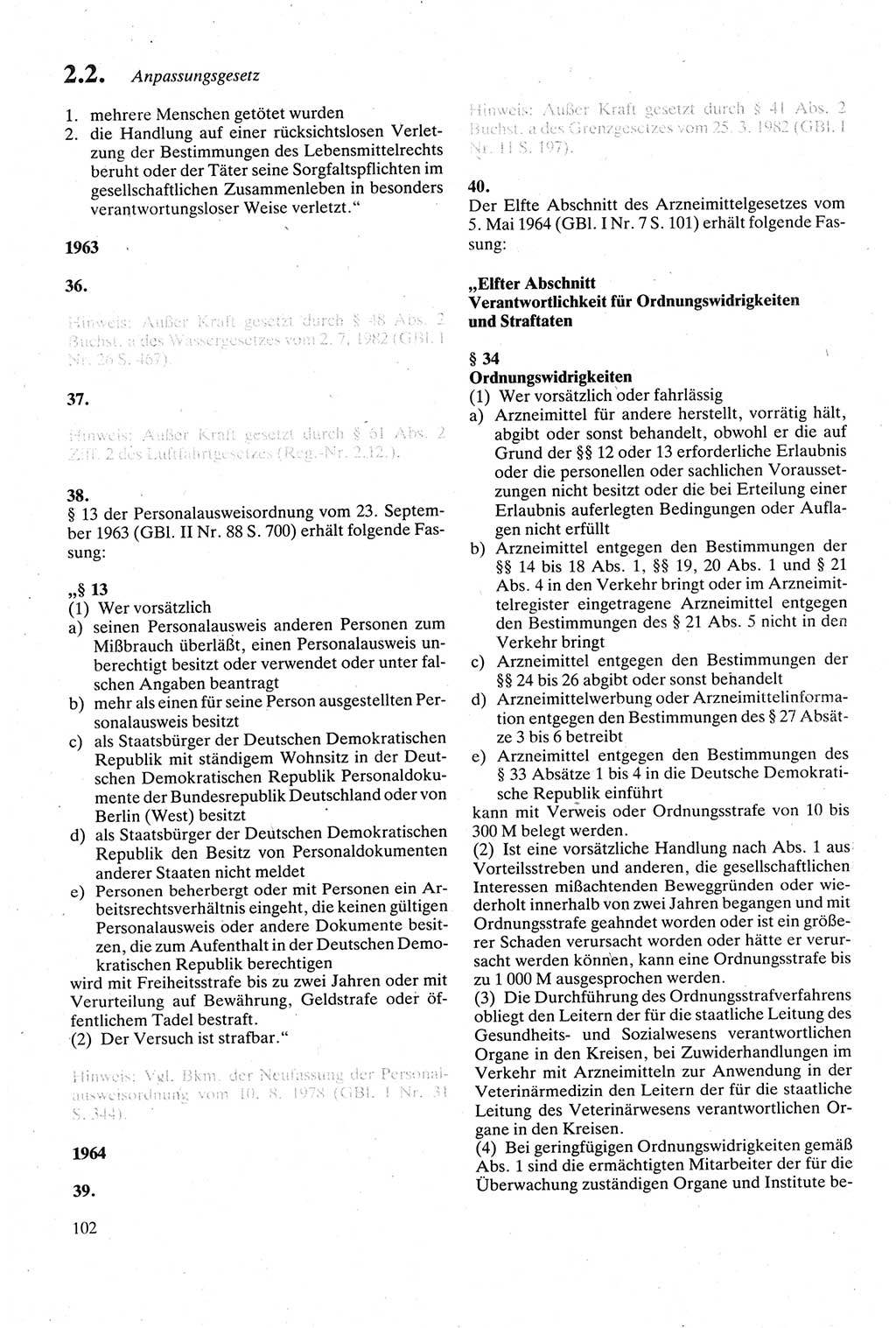 Strafgesetzbuch (StGB) der Deutschen Demokratischen Republik (DDR) sowie angrenzende Gesetze und Bestimmungen 1979, Seite 102 (StGB DDR Ges. Best. 1979, S. 102)