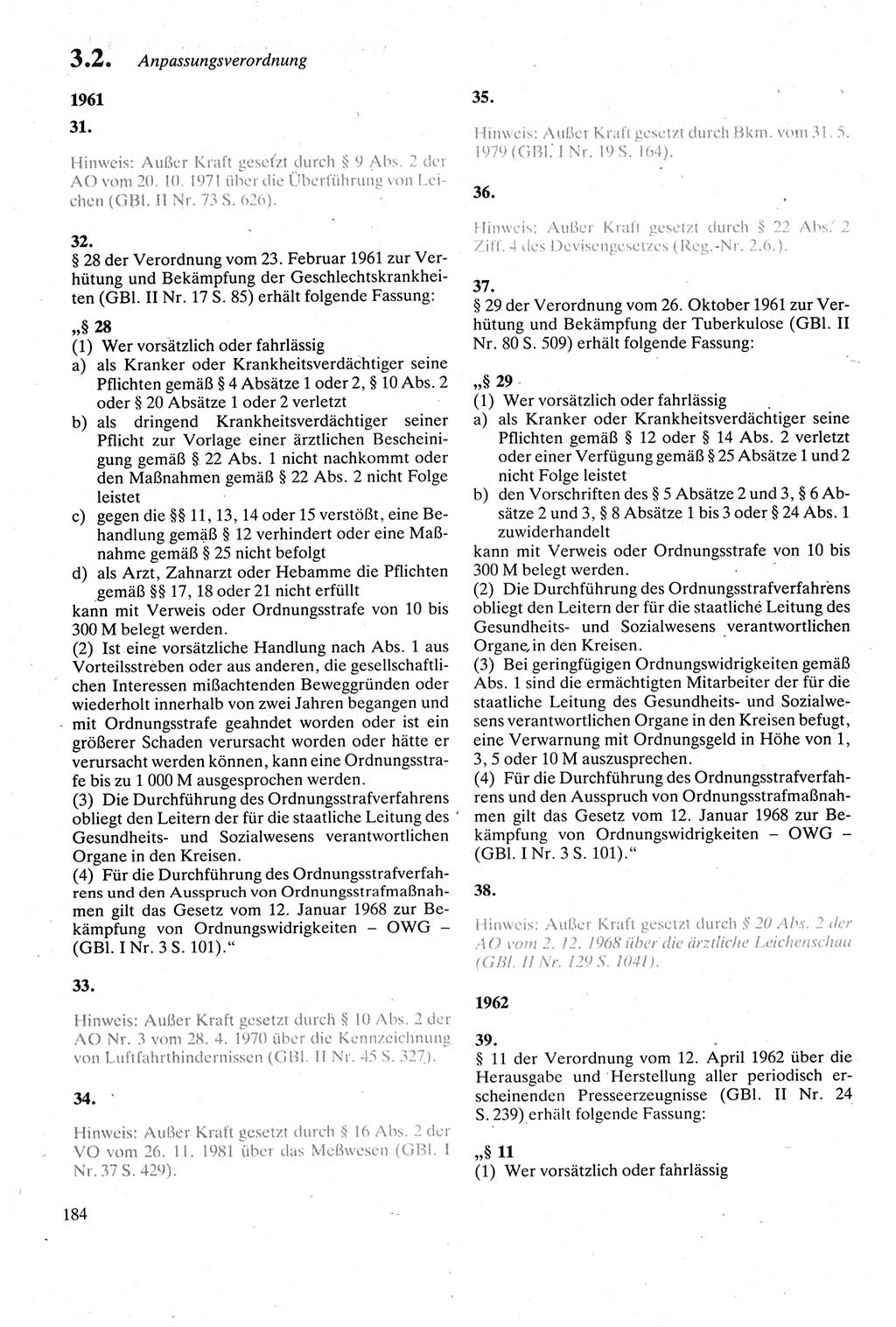 Strafgesetzbuch (StGB) der Deutschen Demokratischen Republik (DDR) sowie angrenzende Gesetze und Bestimmungen 1979, Seite 184 (StGB DDR Ges. Best. 1979, S. 184)