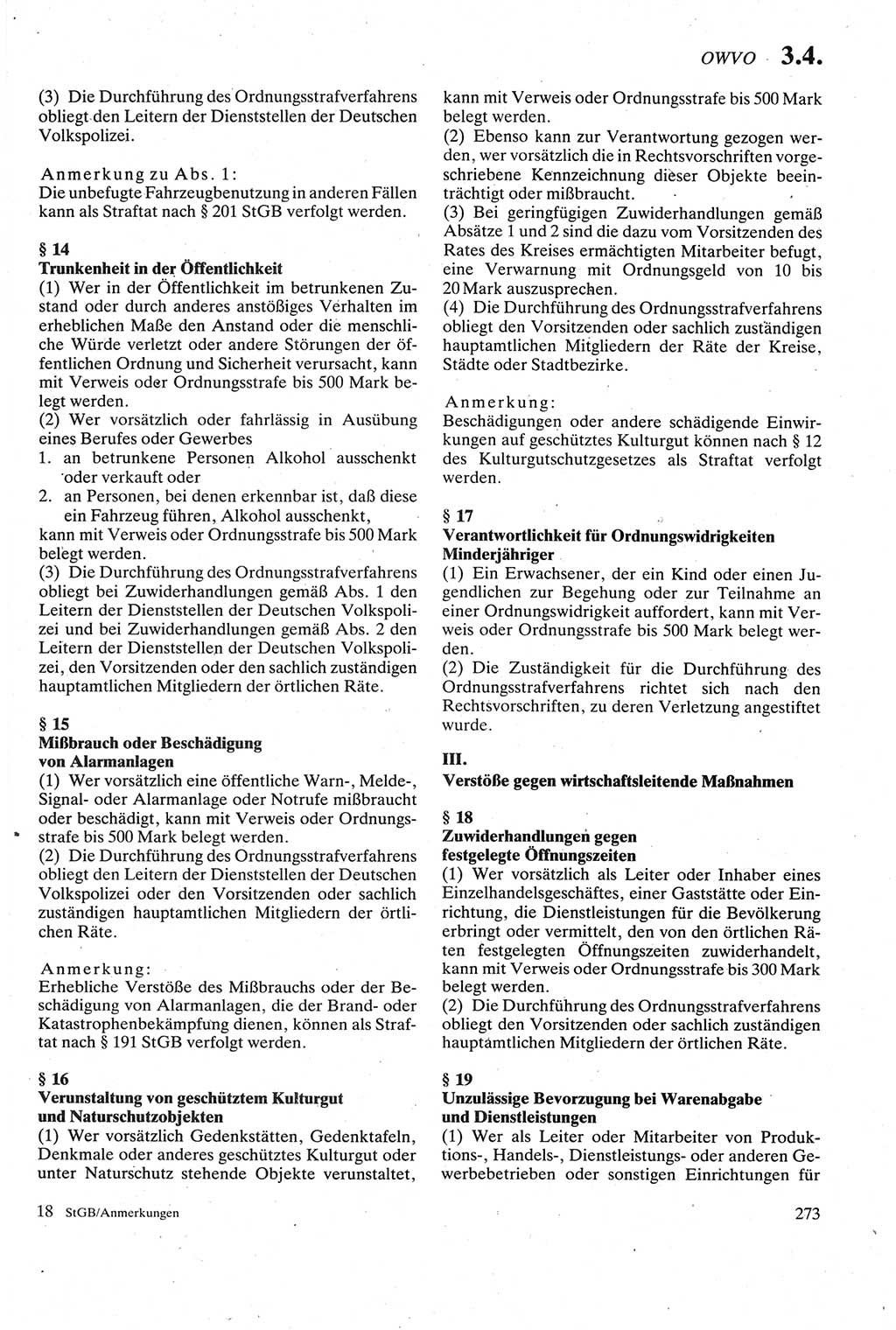 Strafgesetzbuch (StGB) der Deutschen Demokratischen Republik (DDR) sowie angrenzende Gesetze und Bestimmungen 1979, Seite 273 (StGB DDR Ges. Best. 1979, S. 273)
