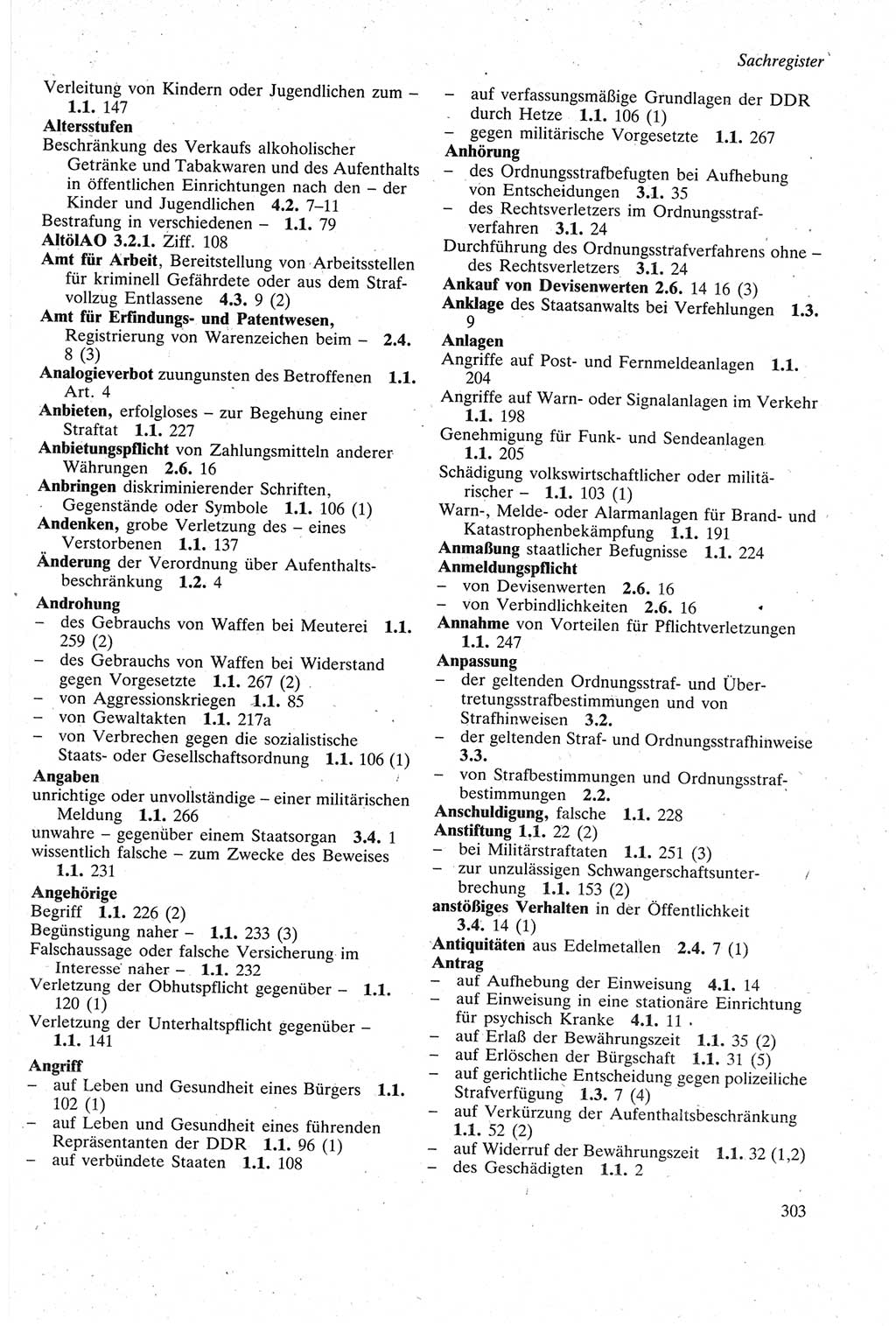 Strafgesetzbuch (StGB) der Deutschen Demokratischen Republik (DDR) sowie angrenzende Gesetze und Bestimmungen 1979, Seite 303 (StGB DDR Ges. Best. 1979, S. 303)