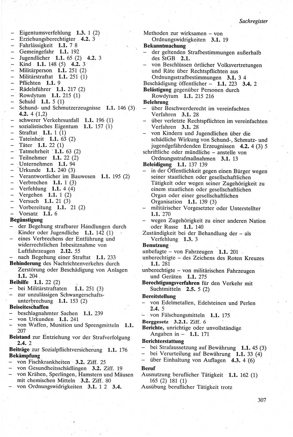 Strafgesetzbuch (StGB) der Deutschen Demokratischen Republik (DDR) sowie angrenzende Gesetze und Bestimmungen 1979, Seite 307 (StGB DDR Ges. Best. 1979, S. 307)