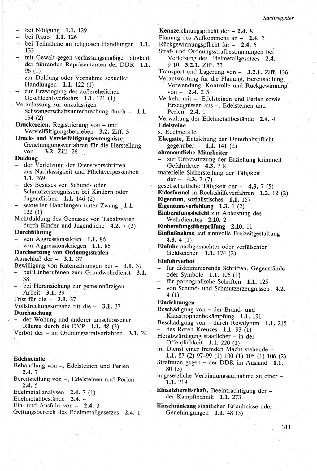 Strafgesetzbuch (StGB) der Deutschen Demokratischen Republik (DDR) sowie angrenzende Gesetze und Bestimmungen 1979, Seite 311 (StGB DDR Ges. Best. 1979, S. 311)