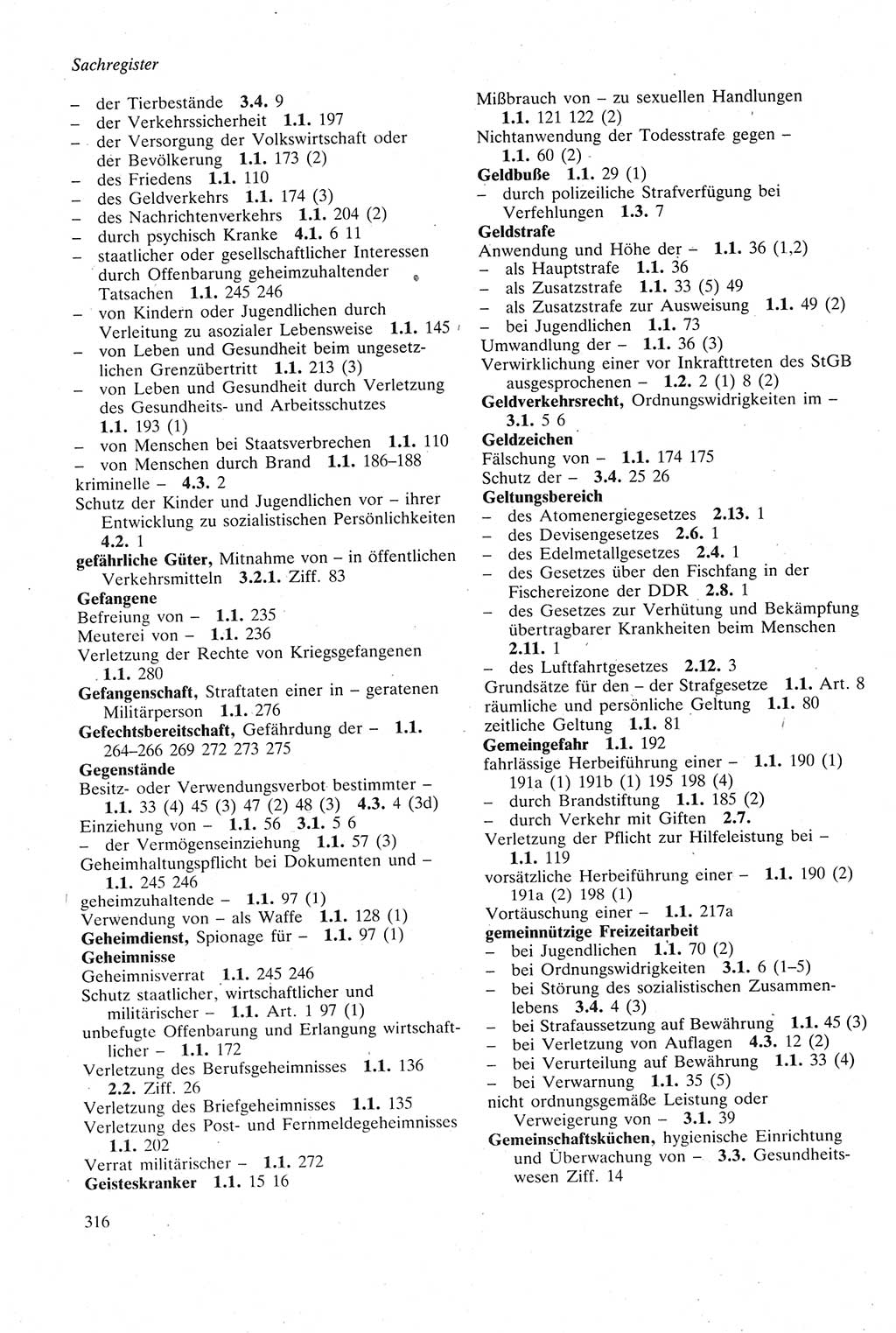 Strafgesetzbuch (StGB) der Deutschen Demokratischen Republik (DDR) sowie angrenzende Gesetze und Bestimmungen 1979, Seite 316 (StGB DDR Ges. Best. 1979, S. 316)