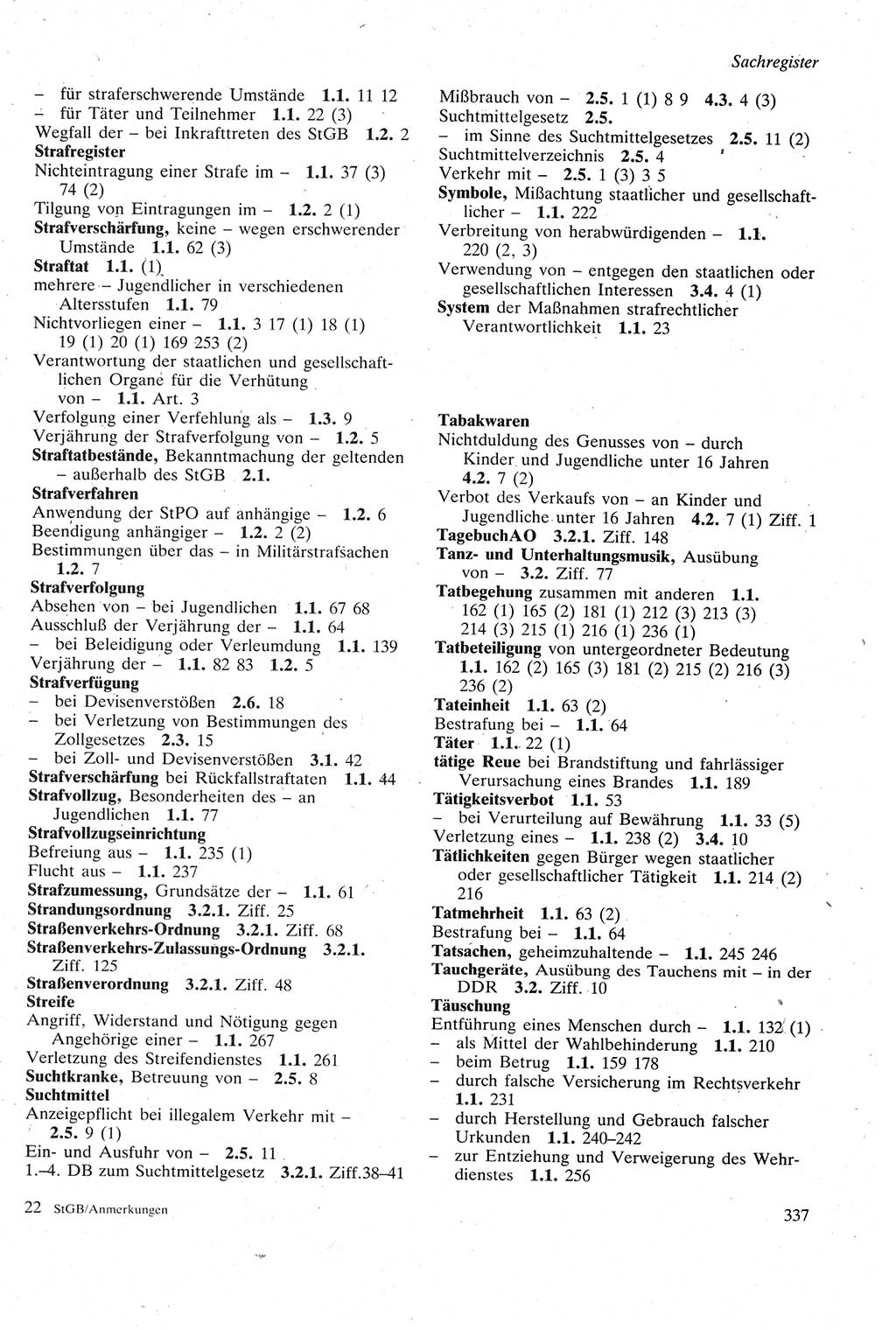 Strafgesetzbuch (StGB) der Deutschen Demokratischen Republik (DDR) sowie angrenzende Gesetze und Bestimmungen 1979, Seite 337 (StGB DDR Ges. Best. 1979, S. 337)