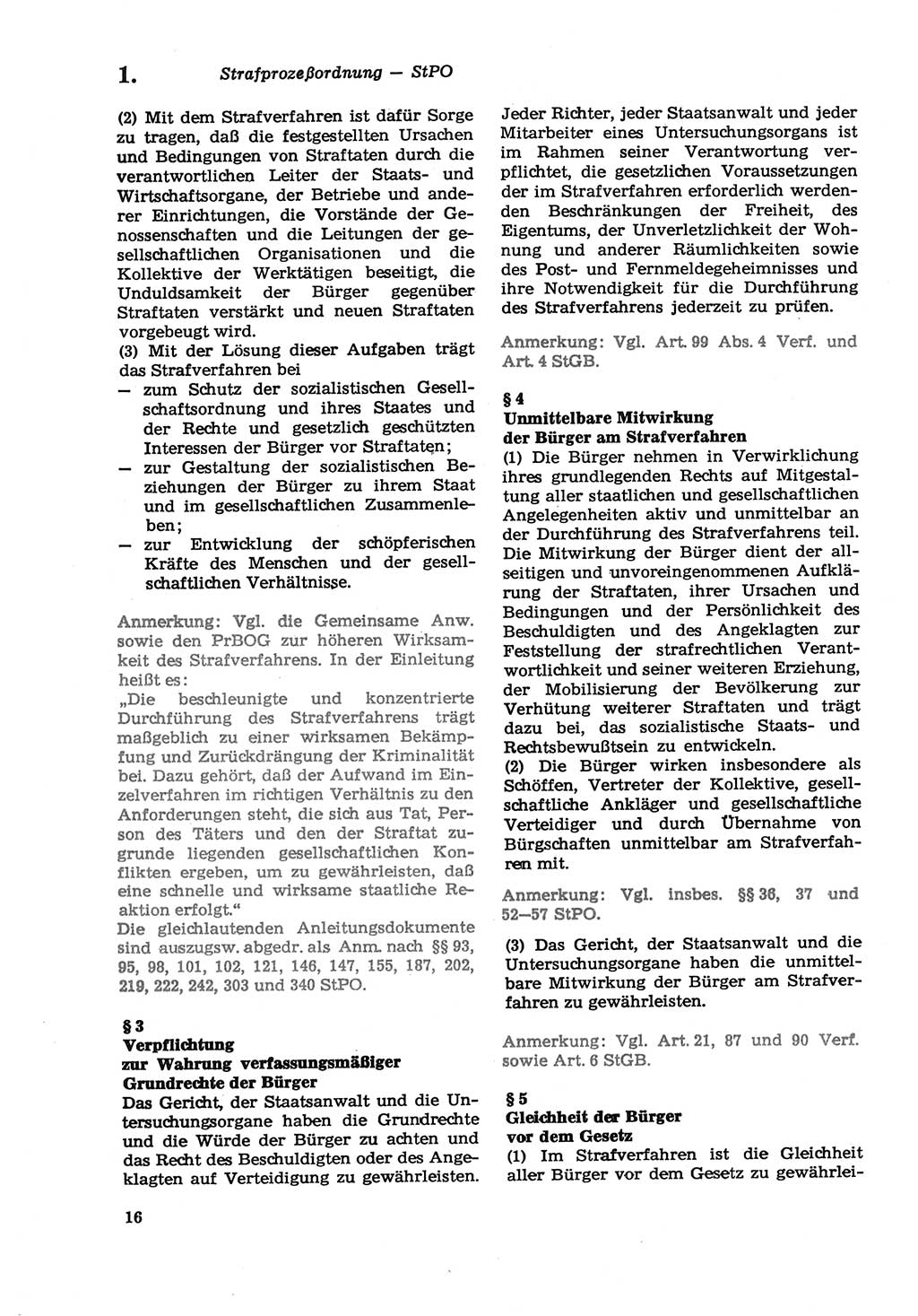 Strafprozeßordnung (StPO) der Deutschen Demokratischen Republik (DDR) sowie angrenzende Gesetze und Bestimmungen 1979, Seite 16 (StPO DDR Ges. Best. 1979, S. 16)