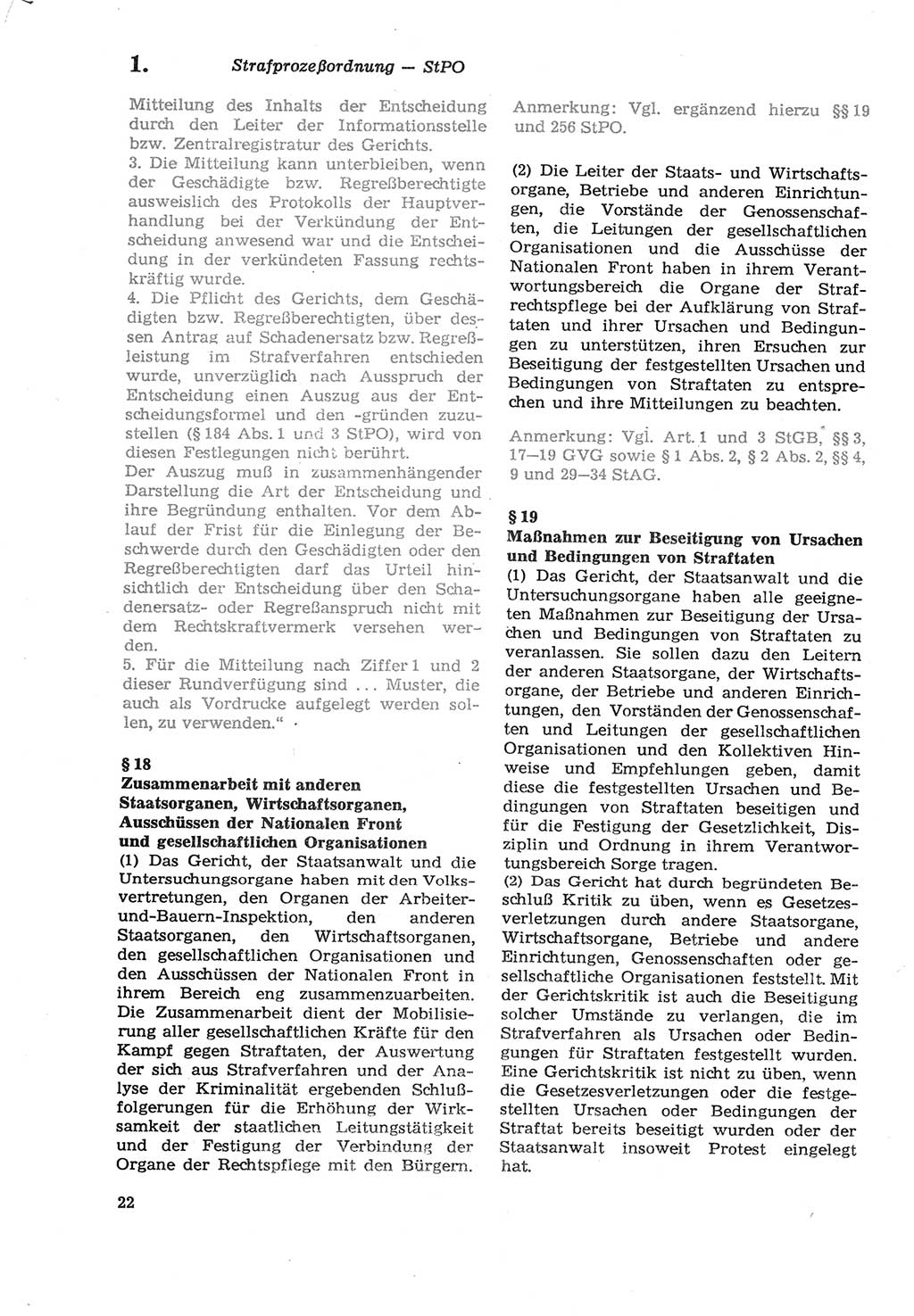 Strafprozeßordnung (StPO) der Deutschen Demokratischen Republik (DDR) sowie angrenzende Gesetze und Bestimmungen 1979, Seite 22 (StPO DDR Ges. Best. 1979, S. 22)