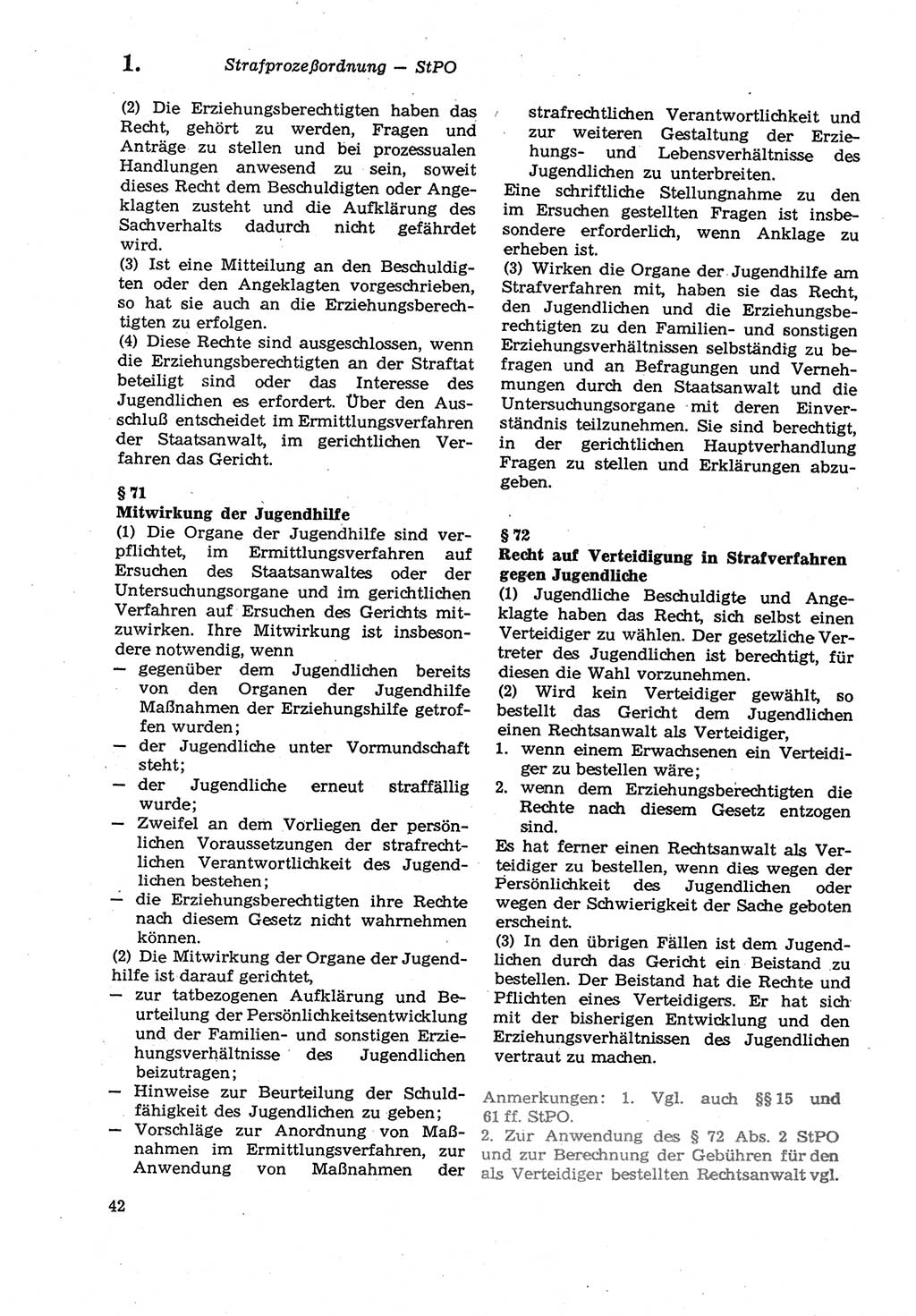 Strafprozeßordnung (StPO) der Deutschen Demokratischen Republik (DDR) sowie angrenzende Gesetze und Bestimmungen 1979, Seite 42 (StPO DDR Ges. Best. 1979, S. 42)