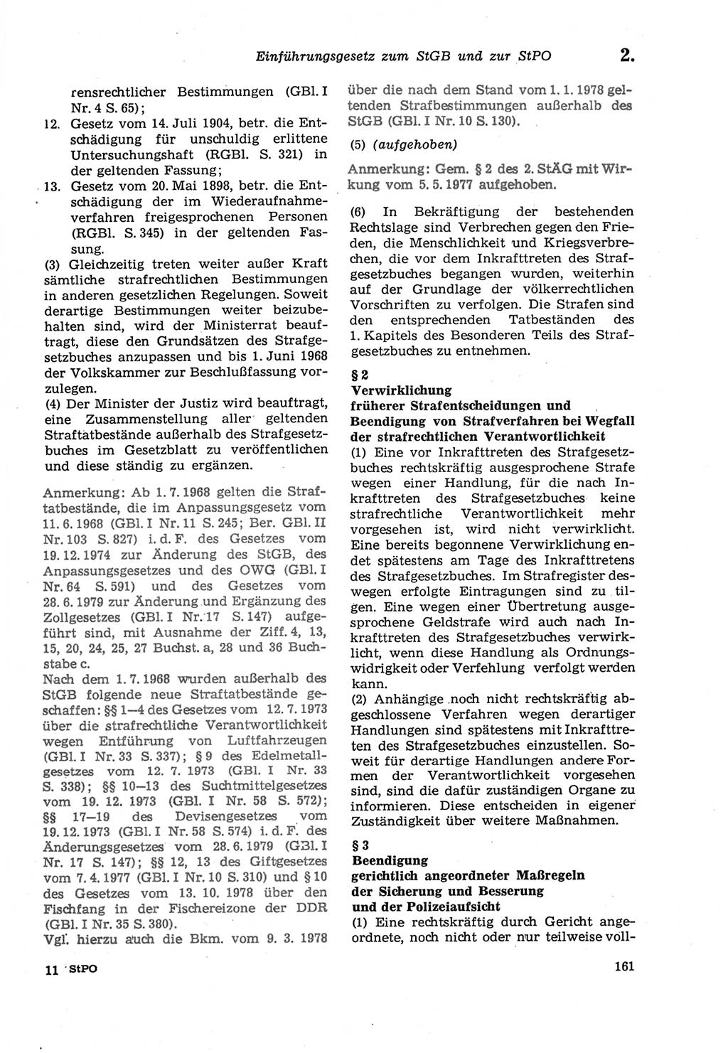 Strafprozeßordnung (StPO) der Deutschen Demokratischen Republik (DDR) sowie angrenzende Gesetze und Bestimmungen 1979, Seite 161 (StPO DDR Ges. Best. 1979, S. 161)