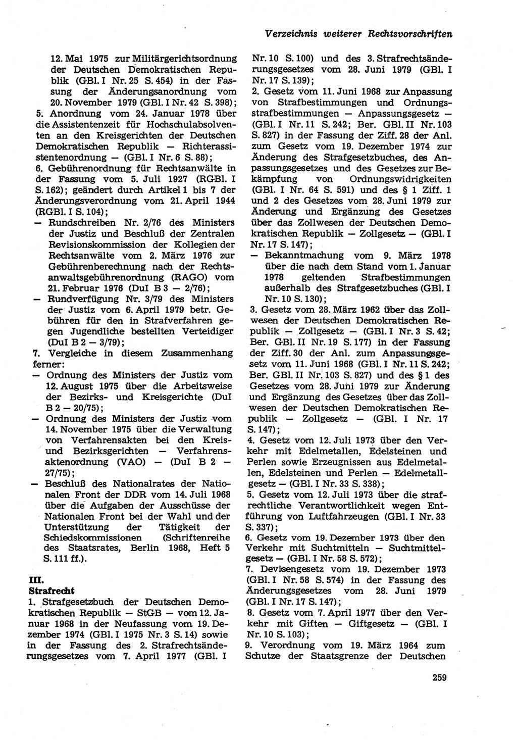 Strafprozeßordnung (StPO) der Deutschen Demokratischen Republik (DDR) sowie angrenzende Gesetze und Bestimmungen 1979, Seite 259 (StPO DDR Ges. Best. 1979, S. 259)