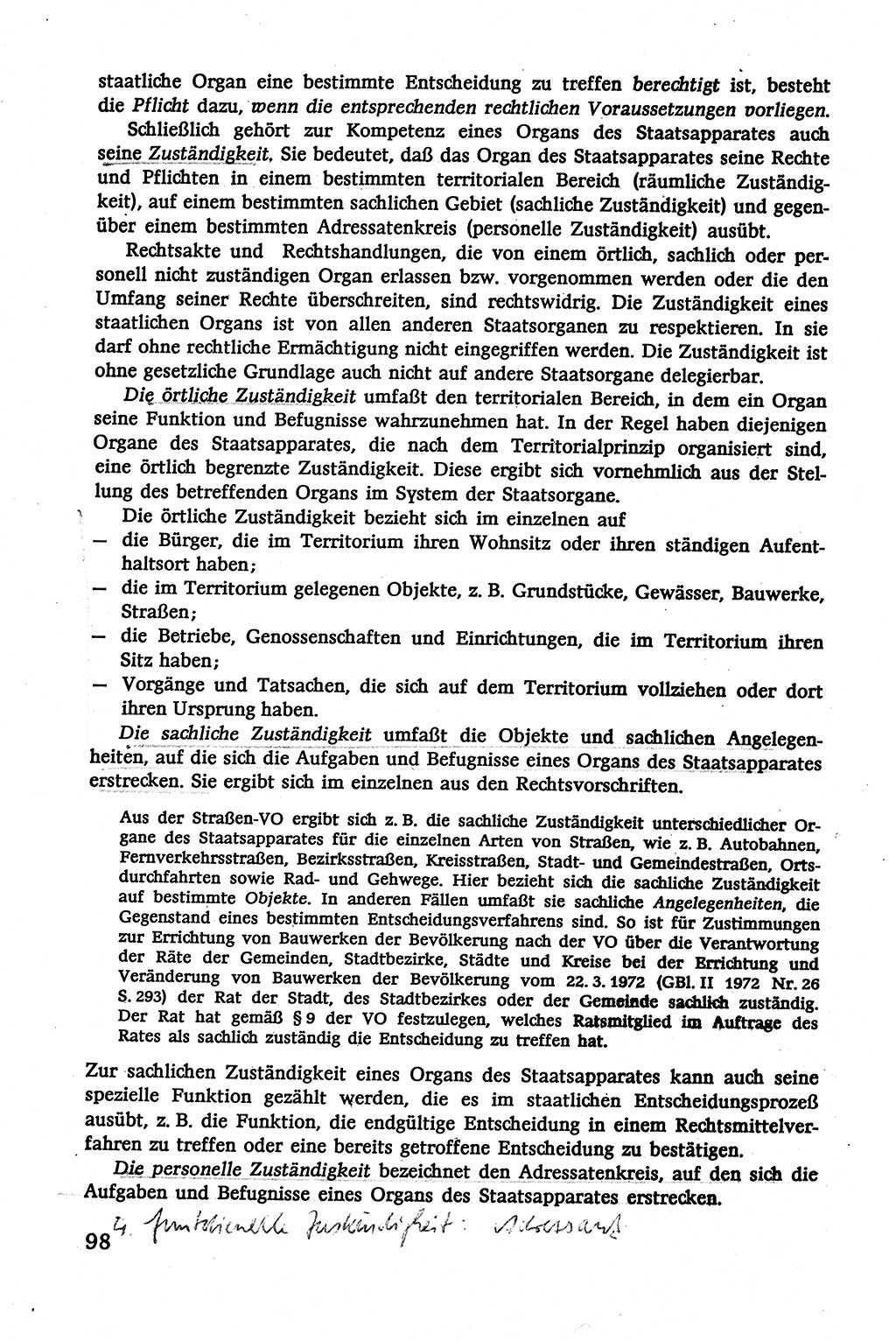 Verwaltungsrecht [Deutsche Demokratische Republik (DDR)], Lehrbuch 1979, Seite 98 (Verw.-R. DDR Lb. 1979, S. 98)