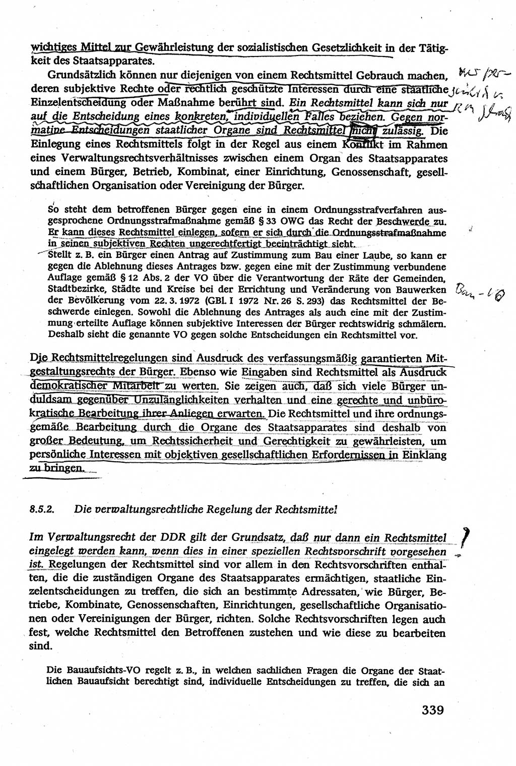 Verwaltungsrecht [Deutsche Demokratische Republik (DDR)], Lehrbuch 1979, Seite 339 (Verw.-R. DDR Lb. 1979, S. 339)