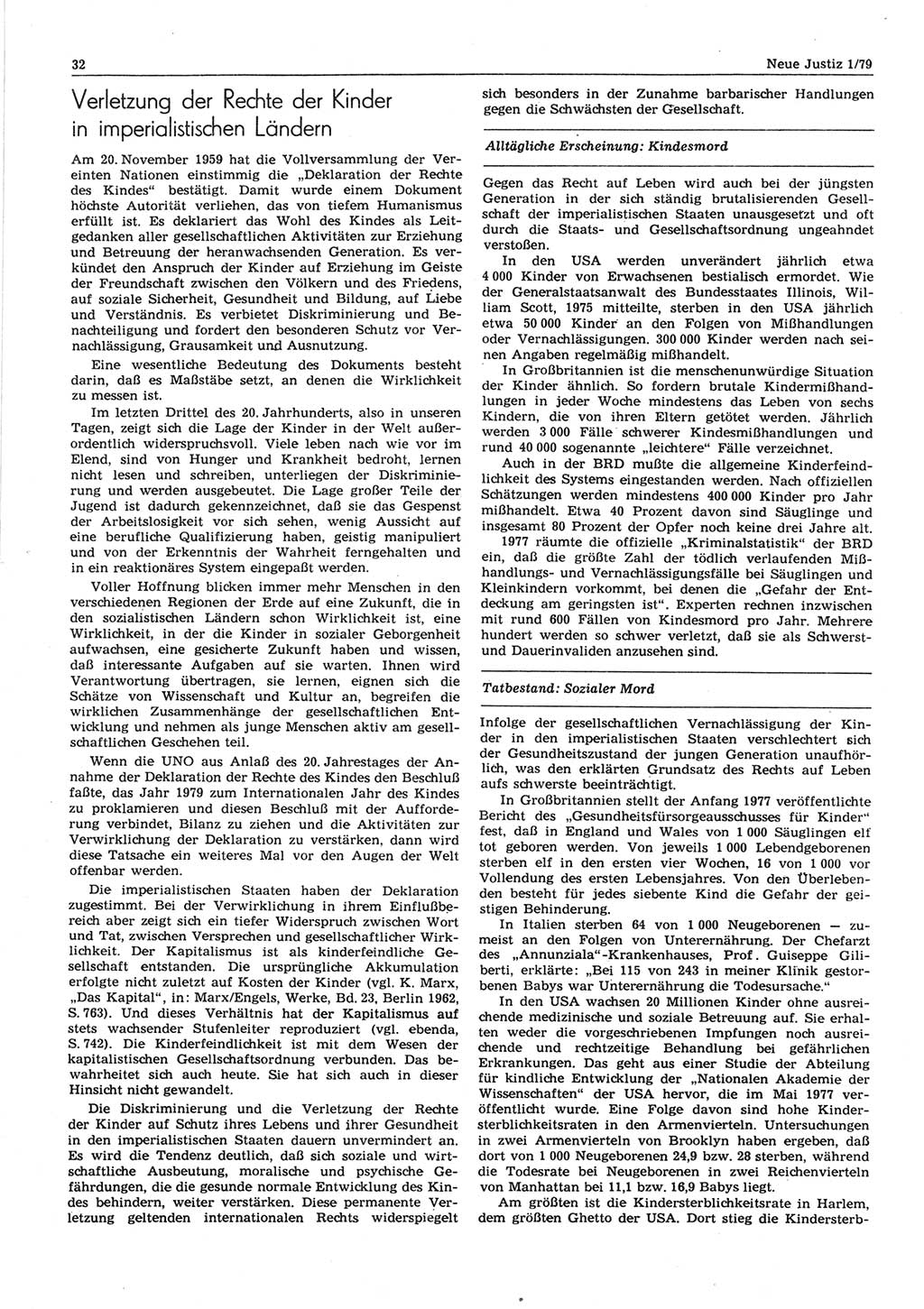 Neue Justiz (NJ), Zeitschrift für sozialistisches Recht und Gesetzlichkeit [Deutsche Demokratische Republik (DDR)], 33. Jahrgang 1979, Seite 32 (NJ DDR 1979, S. 32)