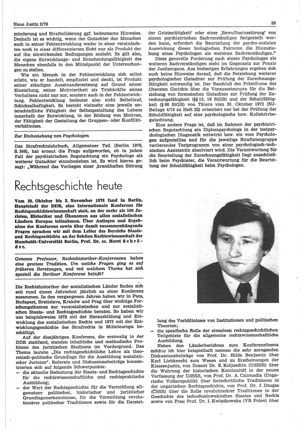 Neue Justiz (NJ), Zeitschrift für sozialistisches Recht und Gesetzlichkeit [Deutsche Demokratische Republik (DDR)], 33. Jahrgang 1979, Seite 59 (NJ DDR 1979, S. 59)