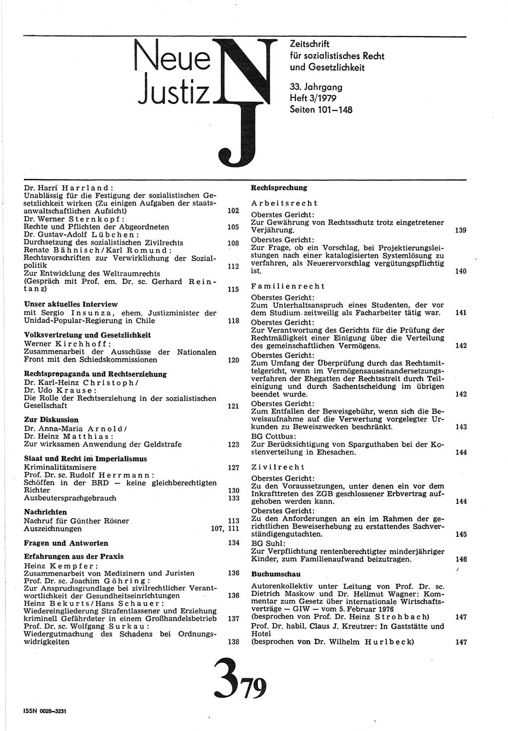 Neue Justiz (NJ), Zeitschrift für sozialistisches Recht und Gesetzlichkeit [Deutsche Demokratische Republik (DDR)], 33. Jahrgang 1979, Seite 101 (NJ DDR 1979, S. 101)