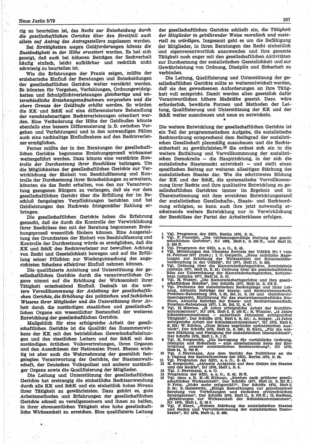 Neue Justiz (NJ), Zeitschrift für sozialistisches Recht und Gesetzlichkeit [Deutsche Demokratische Republik (DDR)], 33. Jahrgang 1979, Seite 207 (NJ DDR 1979, S. 207)