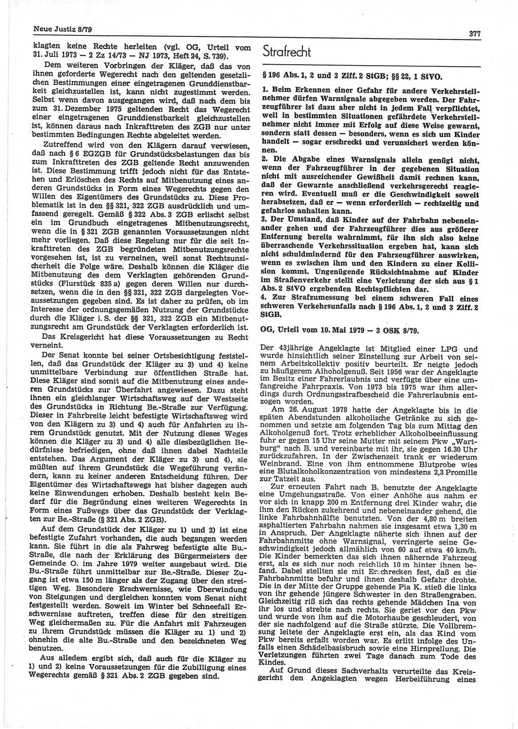 Neue Justiz (NJ), Zeitschrift für sozialistisches Recht und Gesetzlichkeit [Deutsche Demokratische Republik (DDR)], 33. Jahrgang 1979, Seite 377 (NJ DDR 1979, S. 377)